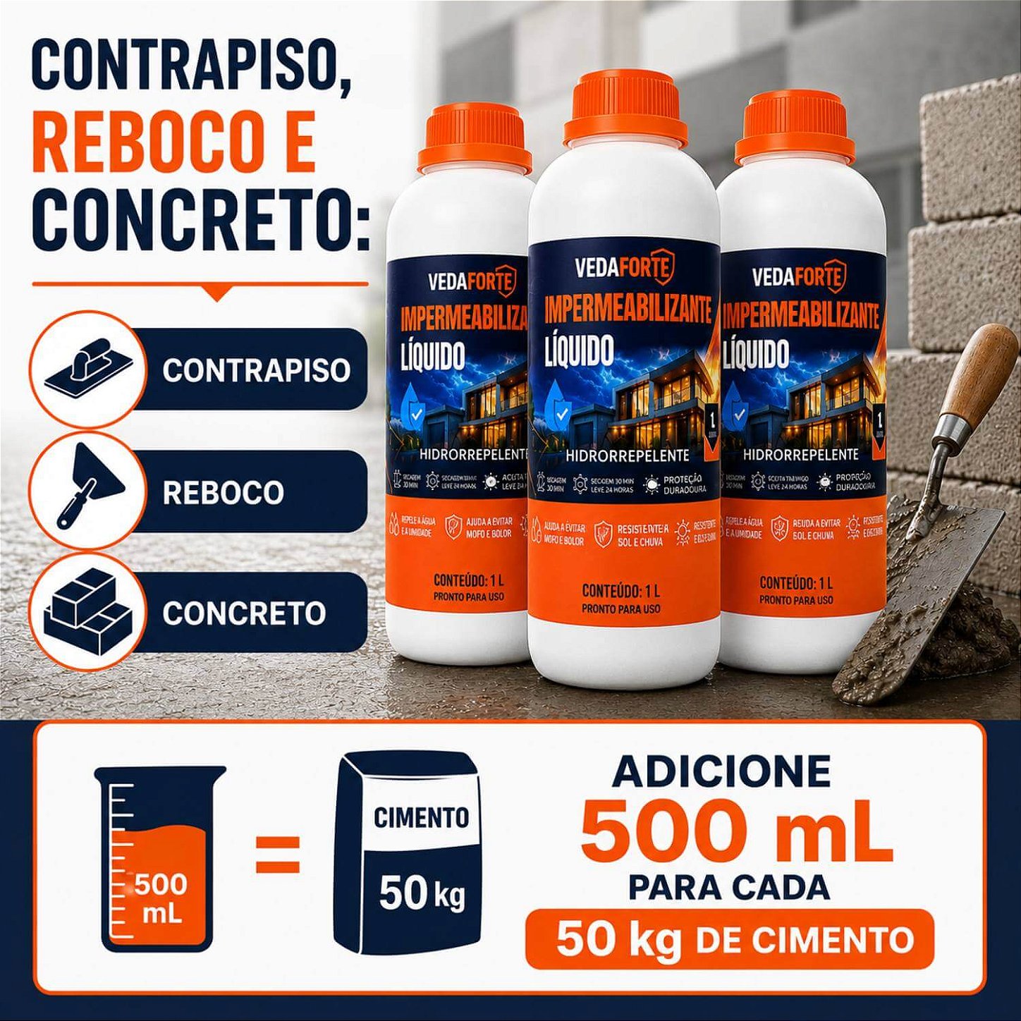 Kit 3 Impermeabilizantes Líquidos Hidrorrepelentes [1 Litro]