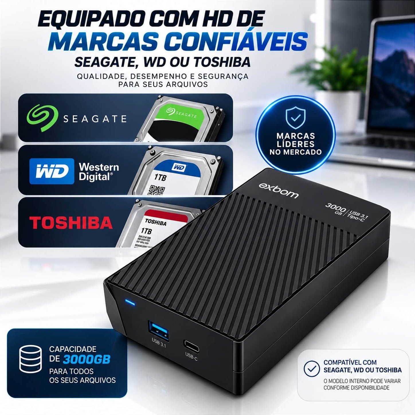 HD Externo Slimvault 3TB USB 3.1