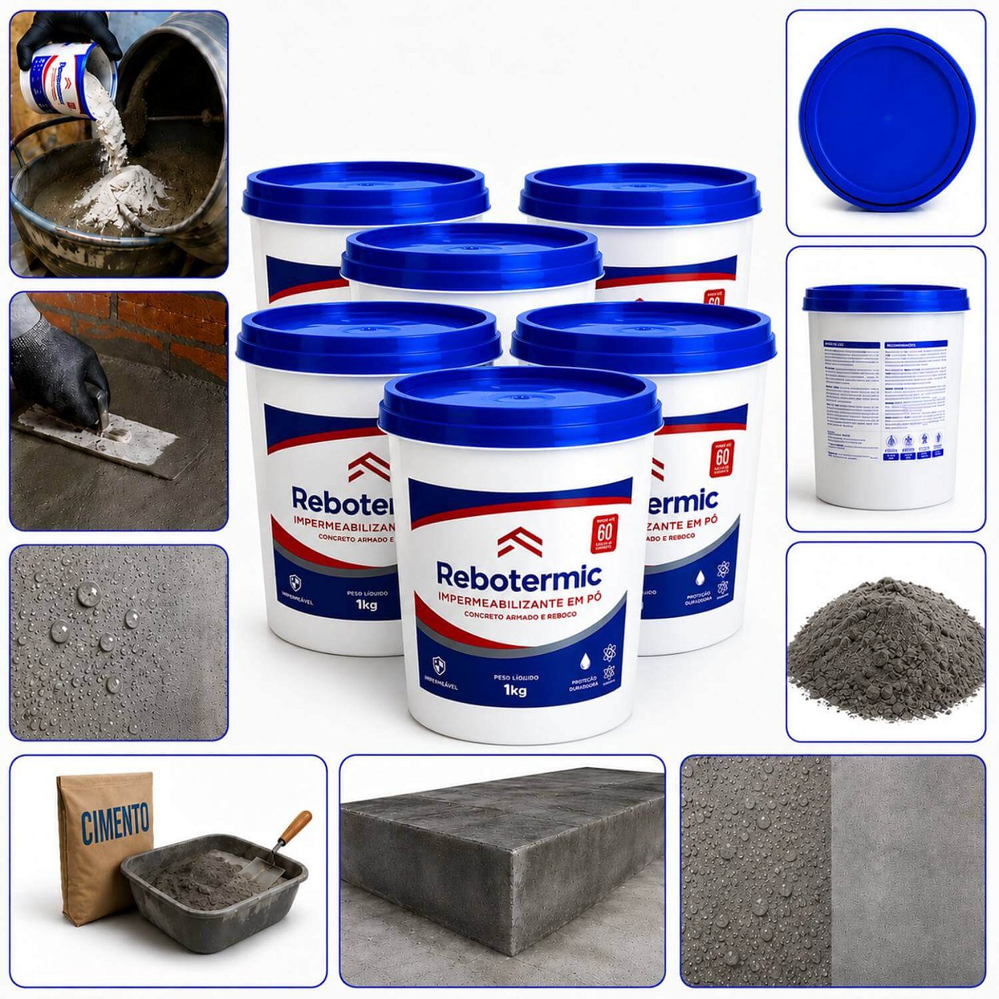 Kit 5 Rebotermic Impermeabilizante em Pó 1kg