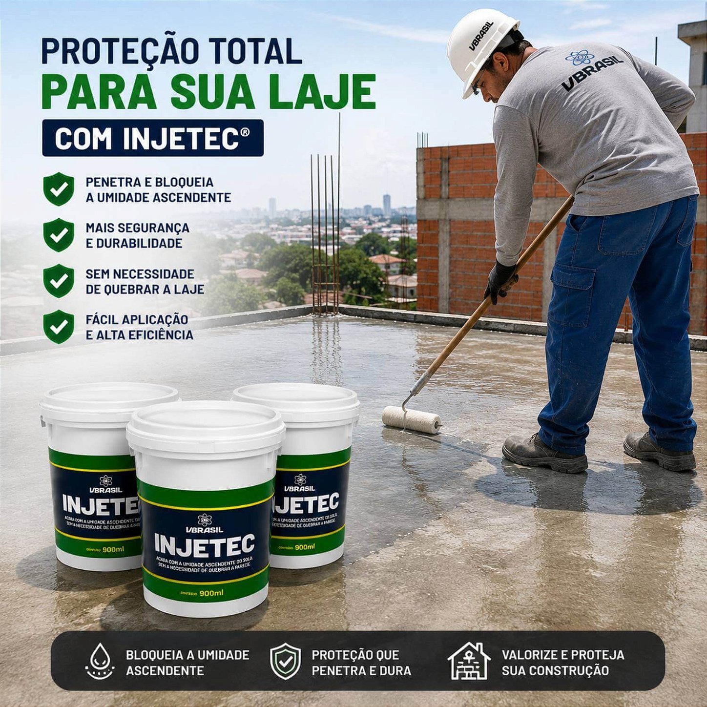 Kit 3 Impermeabilizantes Injetec 900ml Injeção Contra Umidade