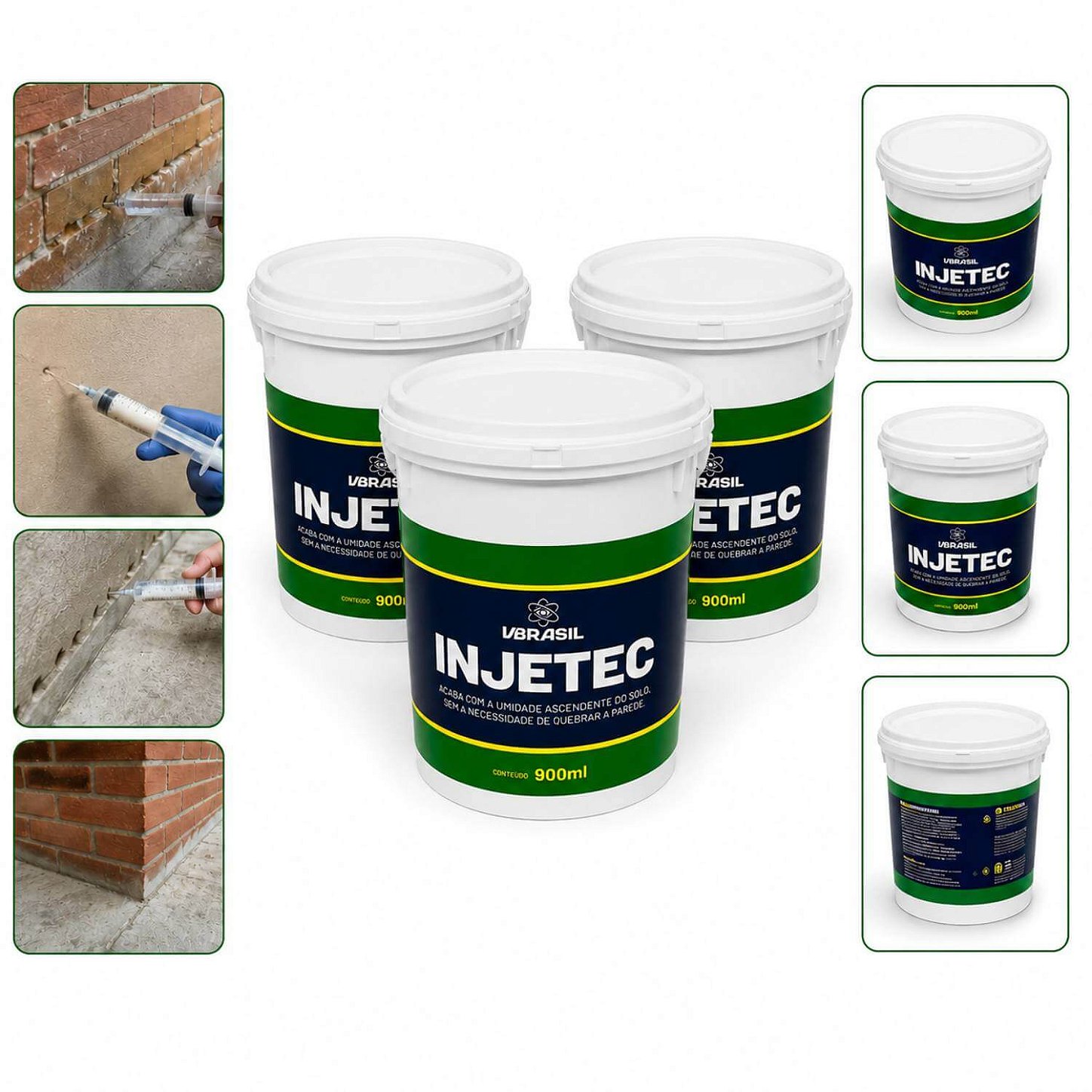 Kit 3 Impermeabilizantes Injetec 900ml Injeção Contra Umidade