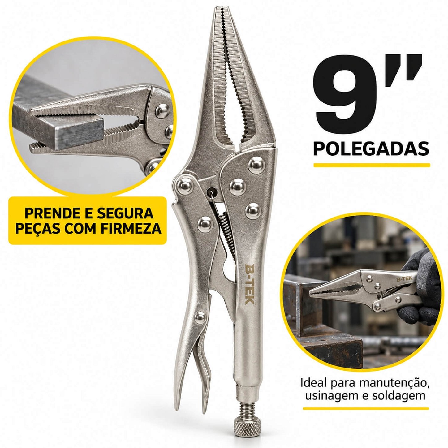 Alicate de Pressão com Bico Longo Fino 9 Polegadas