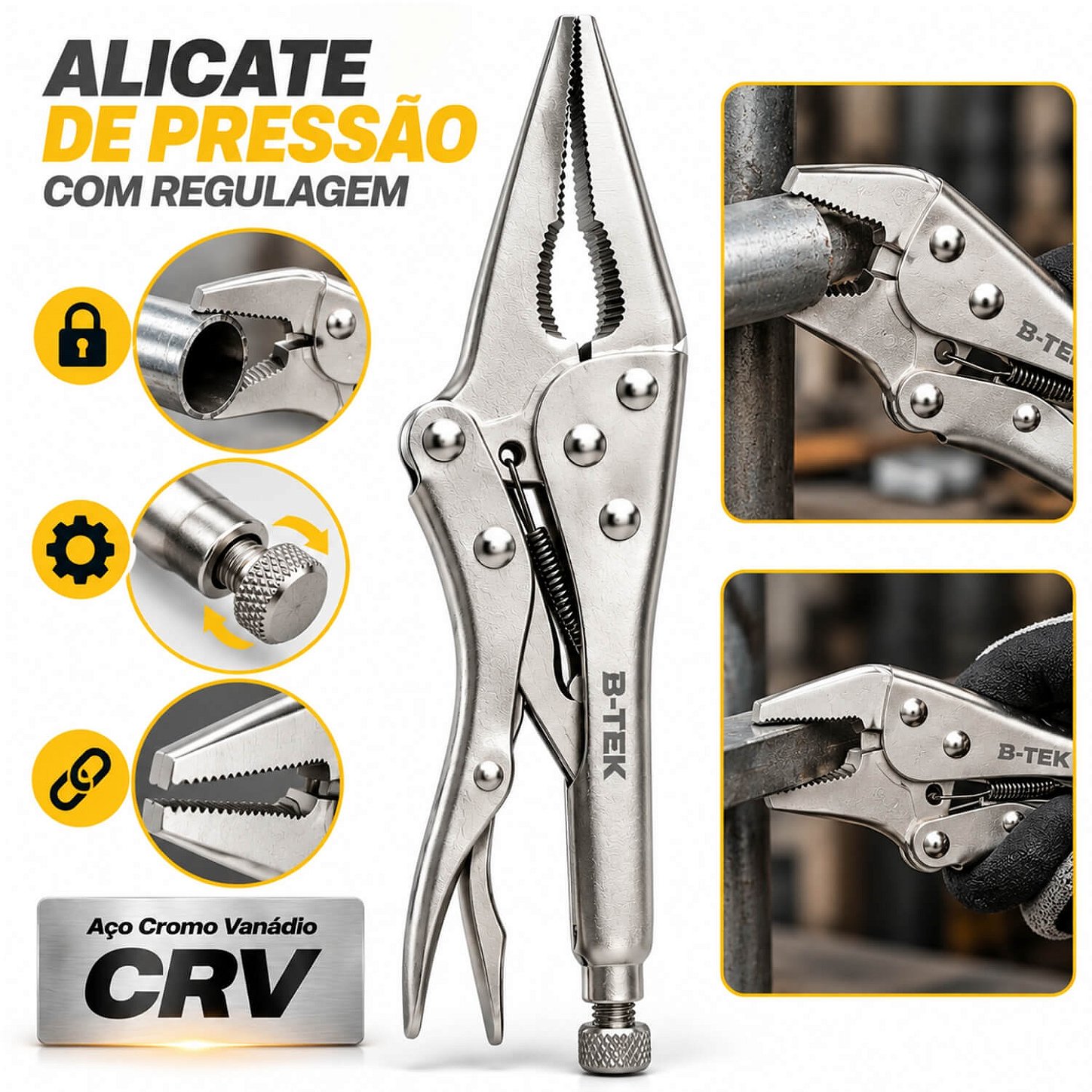 Alicate de Pressão com Bico Longo Fino 9 Polegadas