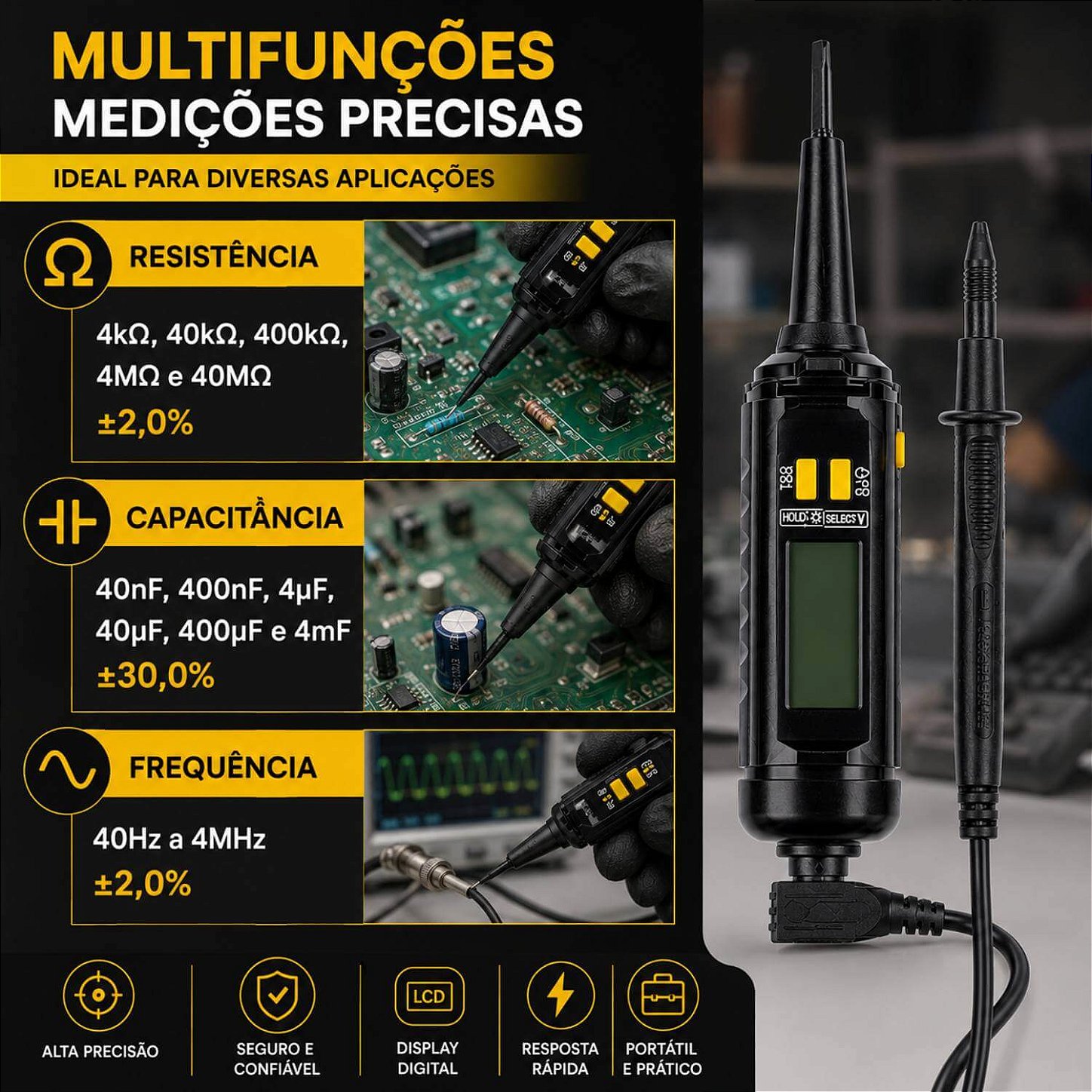 Multímetro Digital Tipo Chave de Fenda