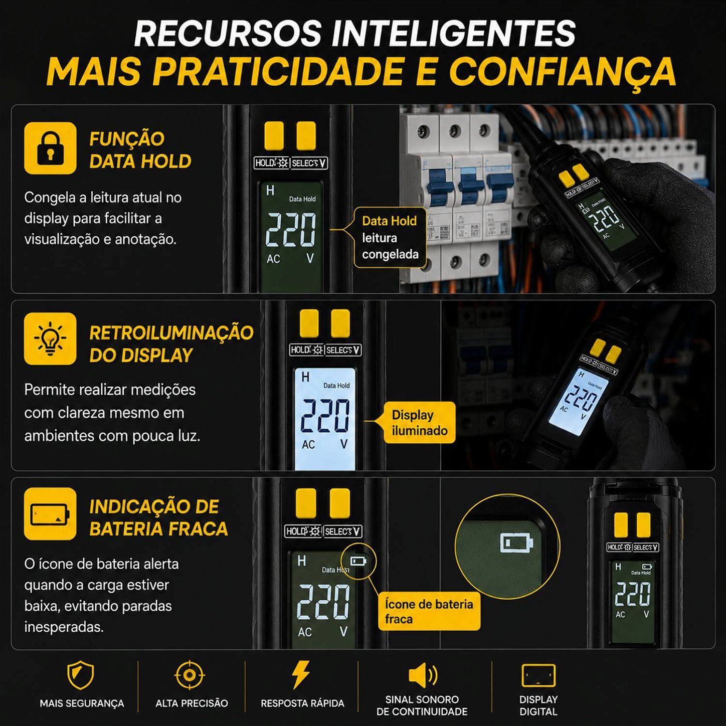 Multímetro Digital Tipo Chave de Fenda