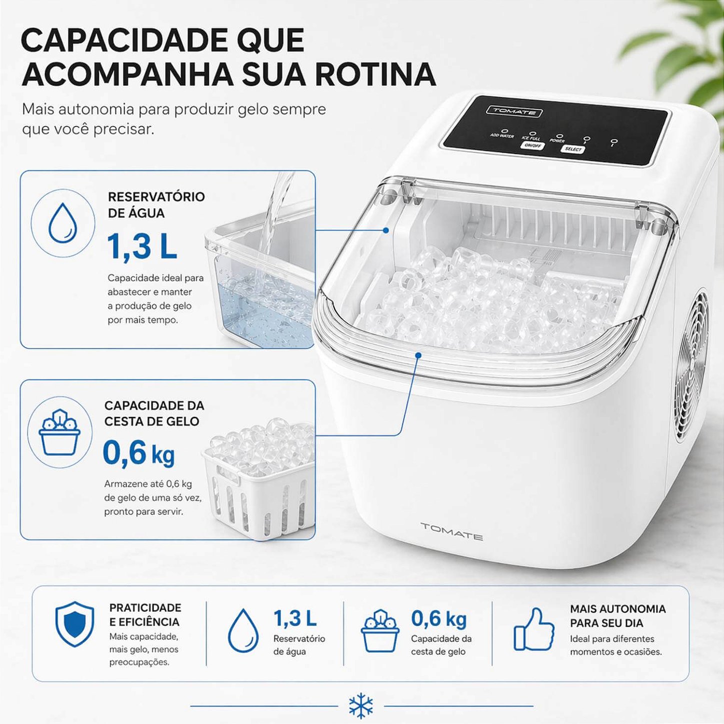 Máquina De Gelo Portátil 12Kg 127V [Branco]