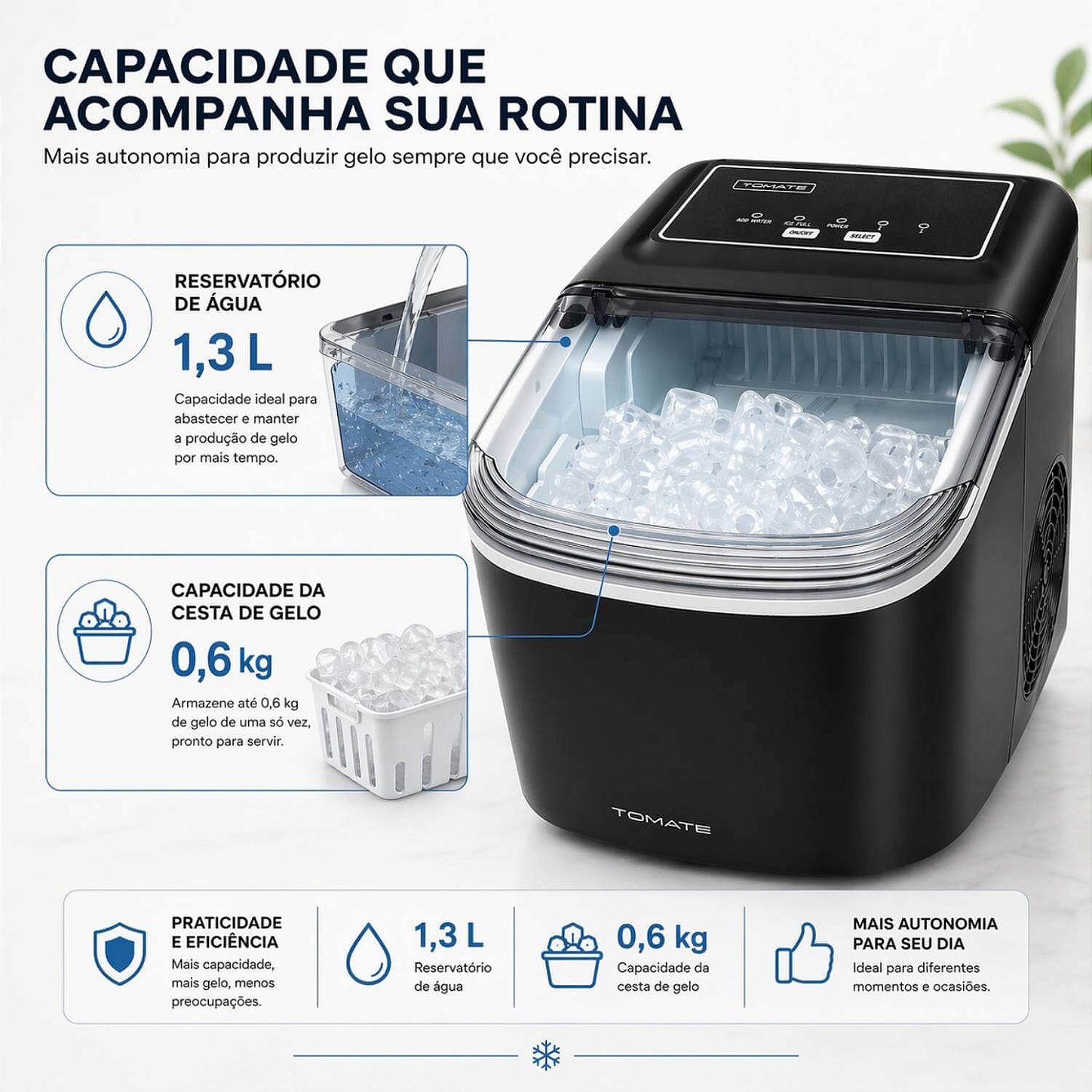 Máquina de Gelo Portátil 12Kg 127V [Preto]