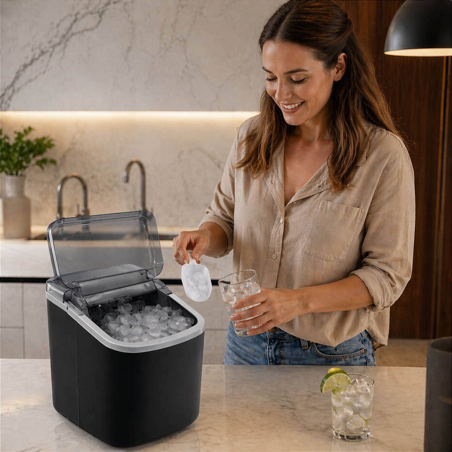 Máquina de Gelo Portátil 12Kg 127V [Preto]