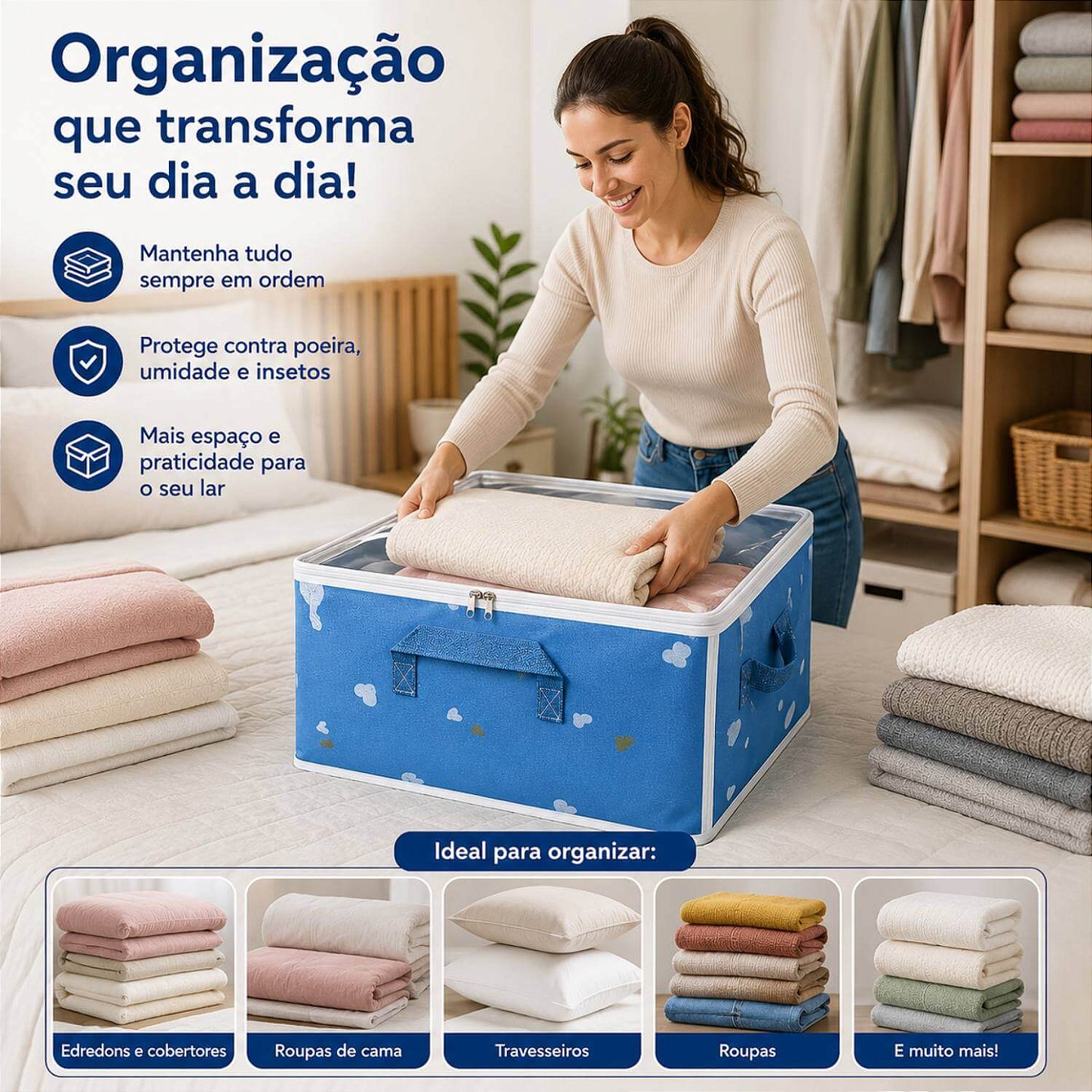 Organizador de Edredons Cobertor Multiuso [Azul]