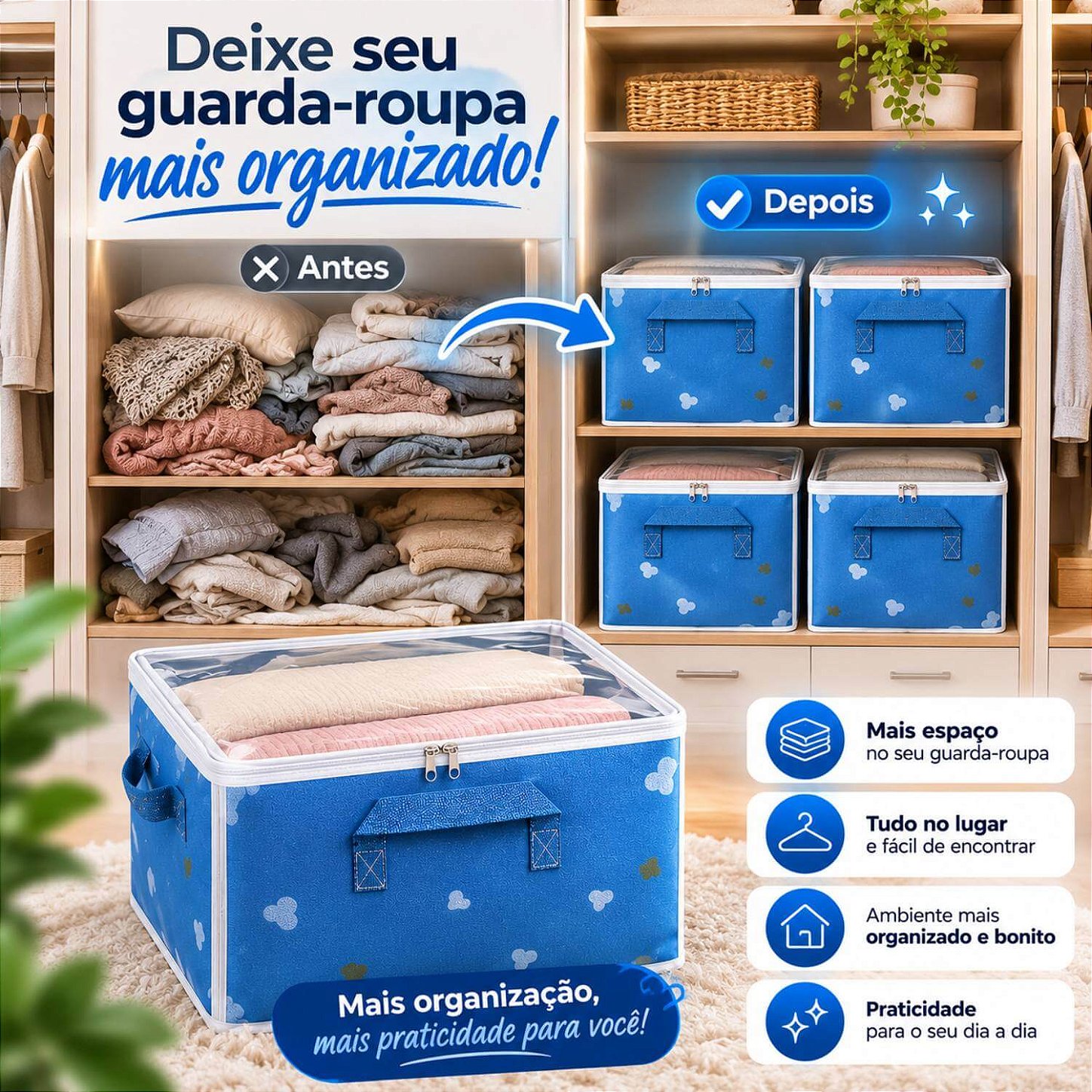Organizador de Edredons Cobertor Multiuso [Azul]