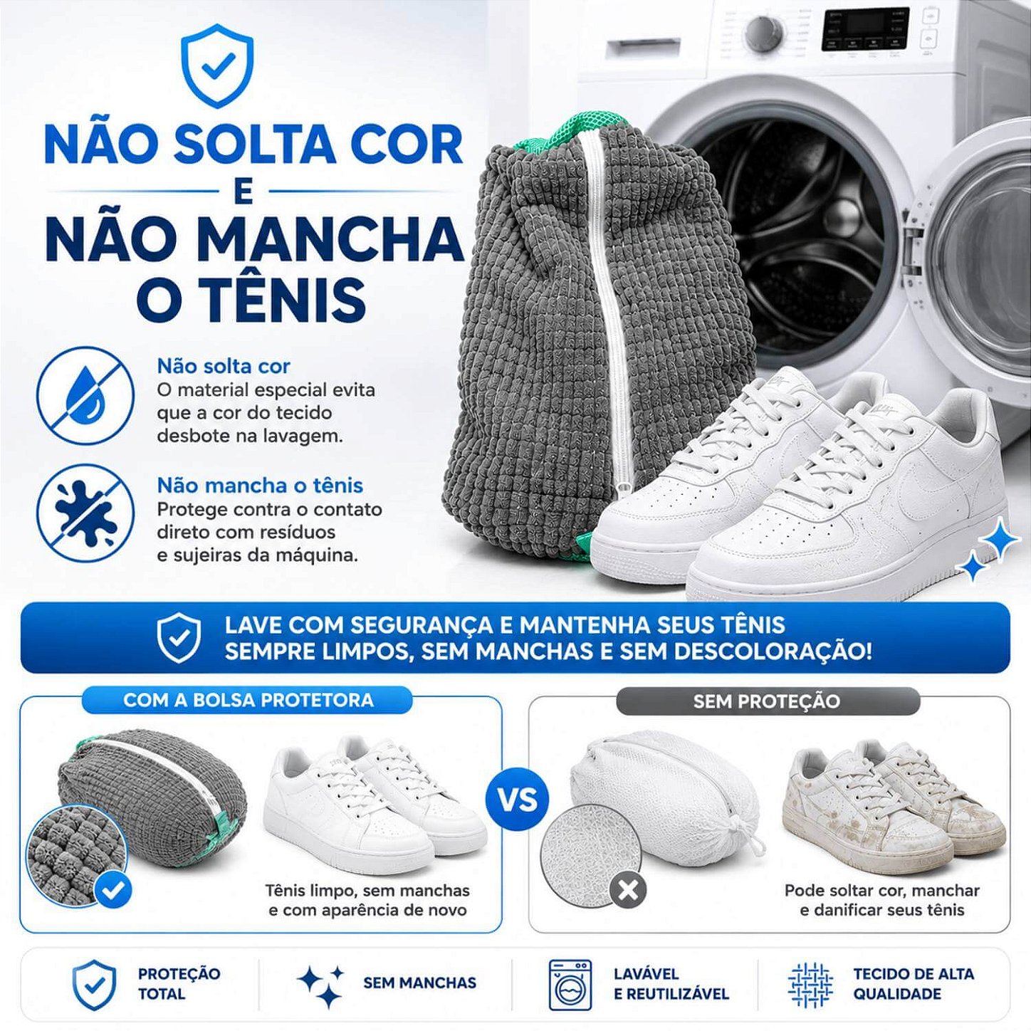 Saco para Lavar Tênis na Máquina de Lavar Roupa