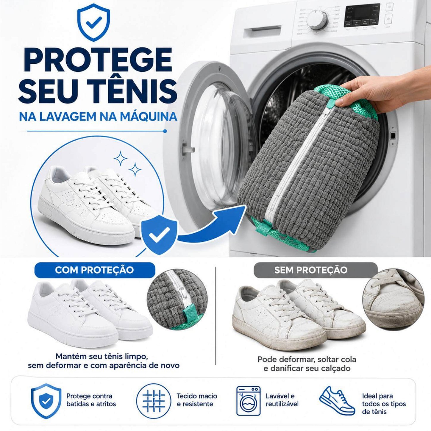 Saco para Lavar Tênis na Máquina de Lavar Roupa