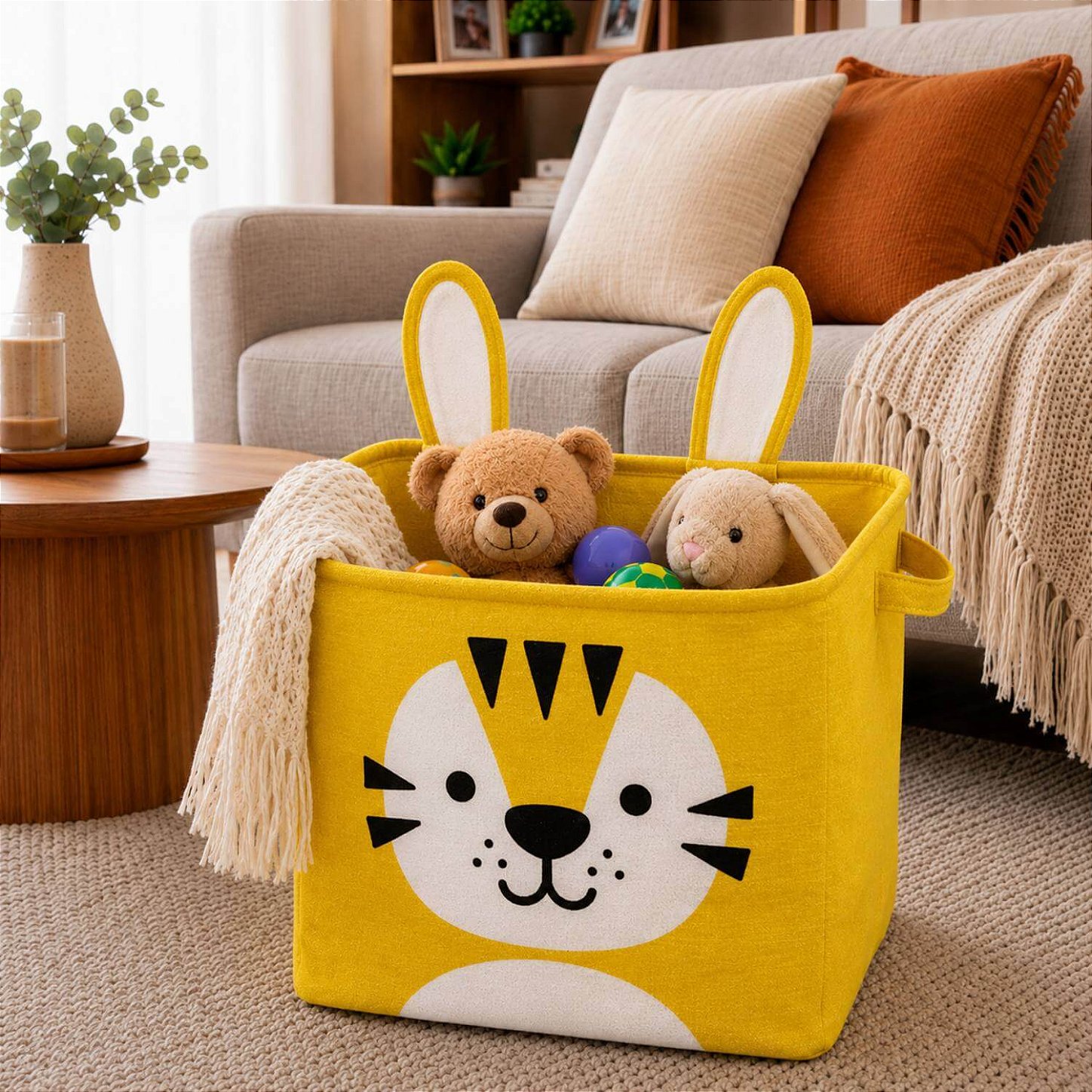 Cesto Organizador Infantil Dobrável para Brinquedos e Roupas [Amarelo]