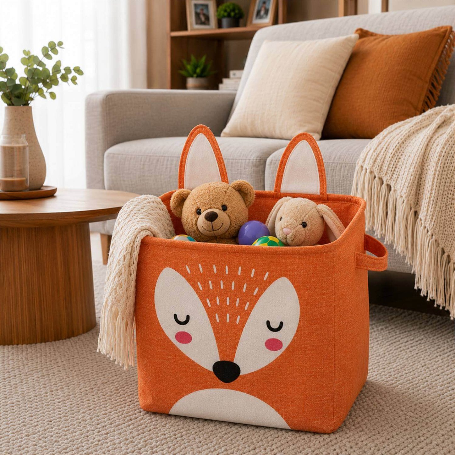 Cesto Organizador Infantil Dobrável para Brinquedos e Roupas [Laranja]