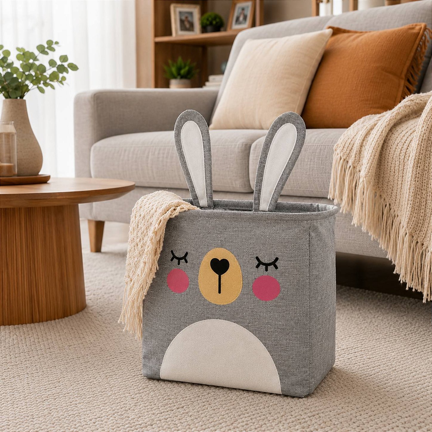 Cesto Organizador Infantil Dobrável para Brinquedos e Roupas [Cinza]