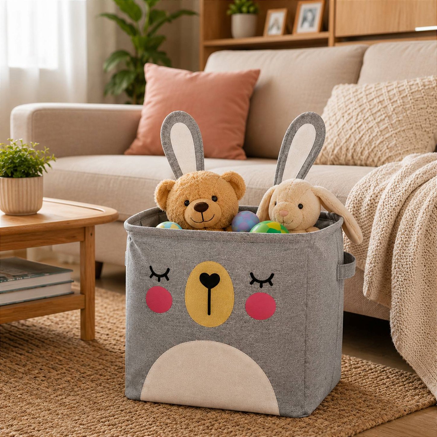 Cesto Organizador Infantil Dobrável para Brinquedos e Roupas [Cinza]