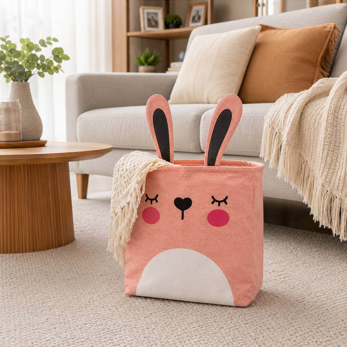 Cesto Organizador Infantil Dobrável para Brinquedos e Roupas [Rosa]
