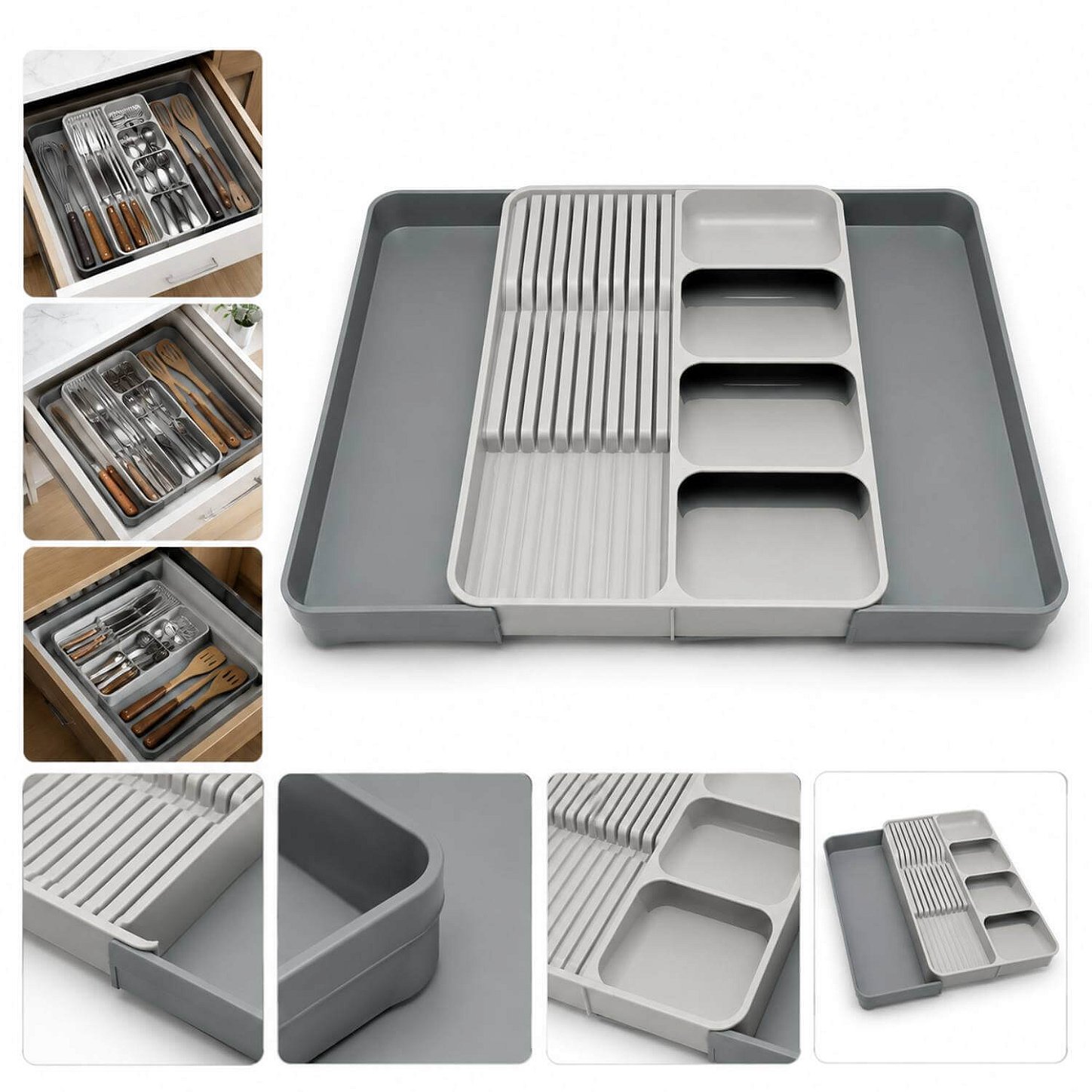 Organizador Ajustável para Talheres e Utensílios de Cozinha