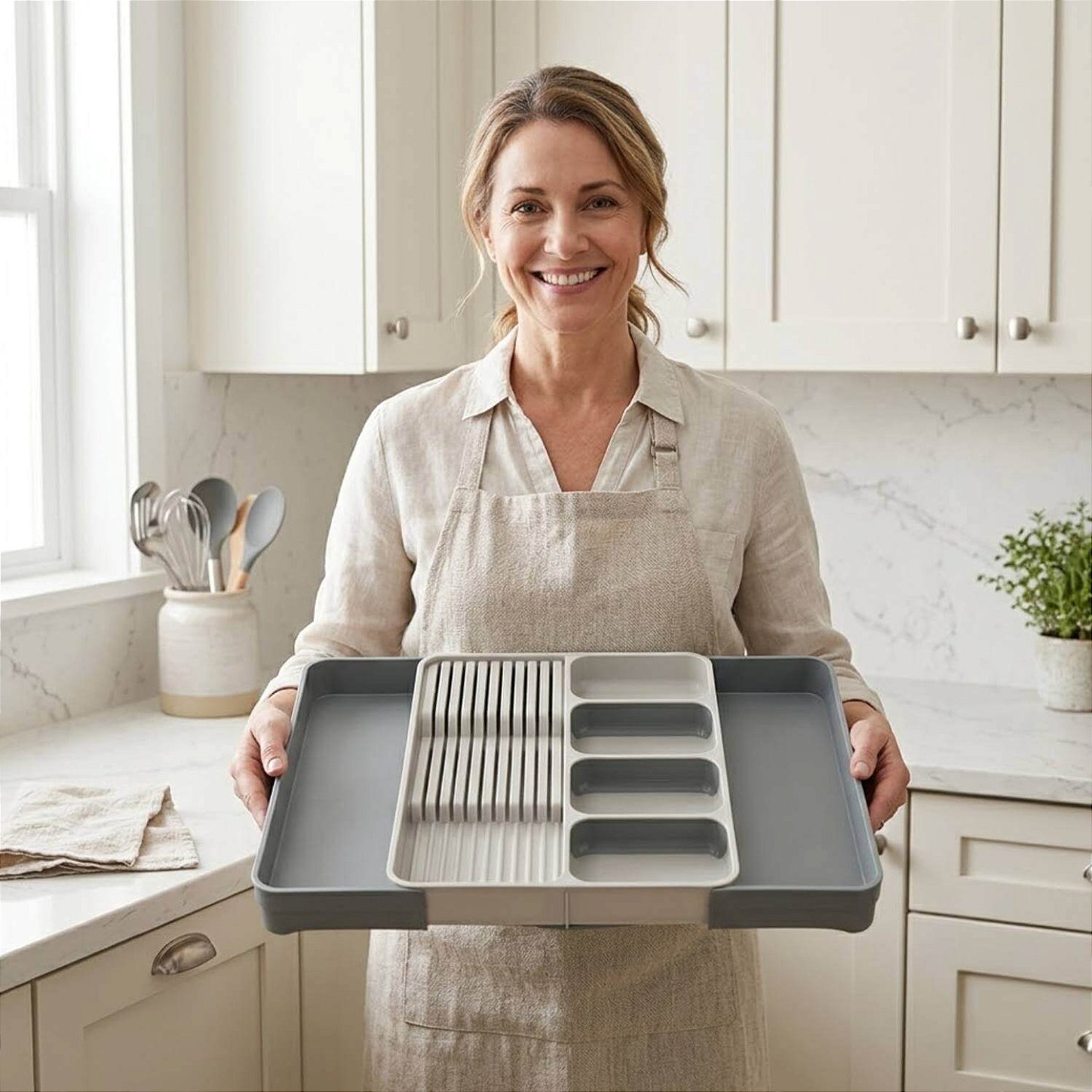 Organizador Ajustável para Talheres e Utensílios de Cozinha