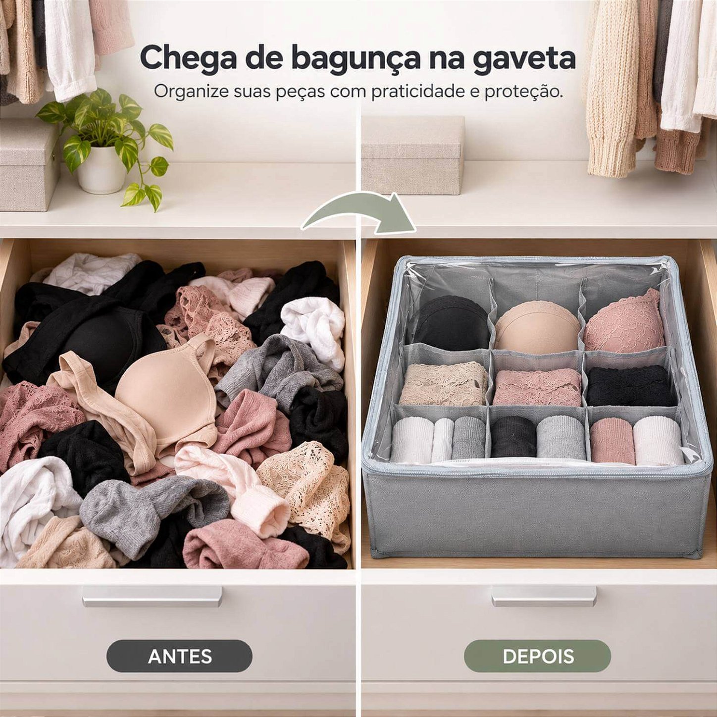 Organizador Colmeia Caixa com Tampa Transparente