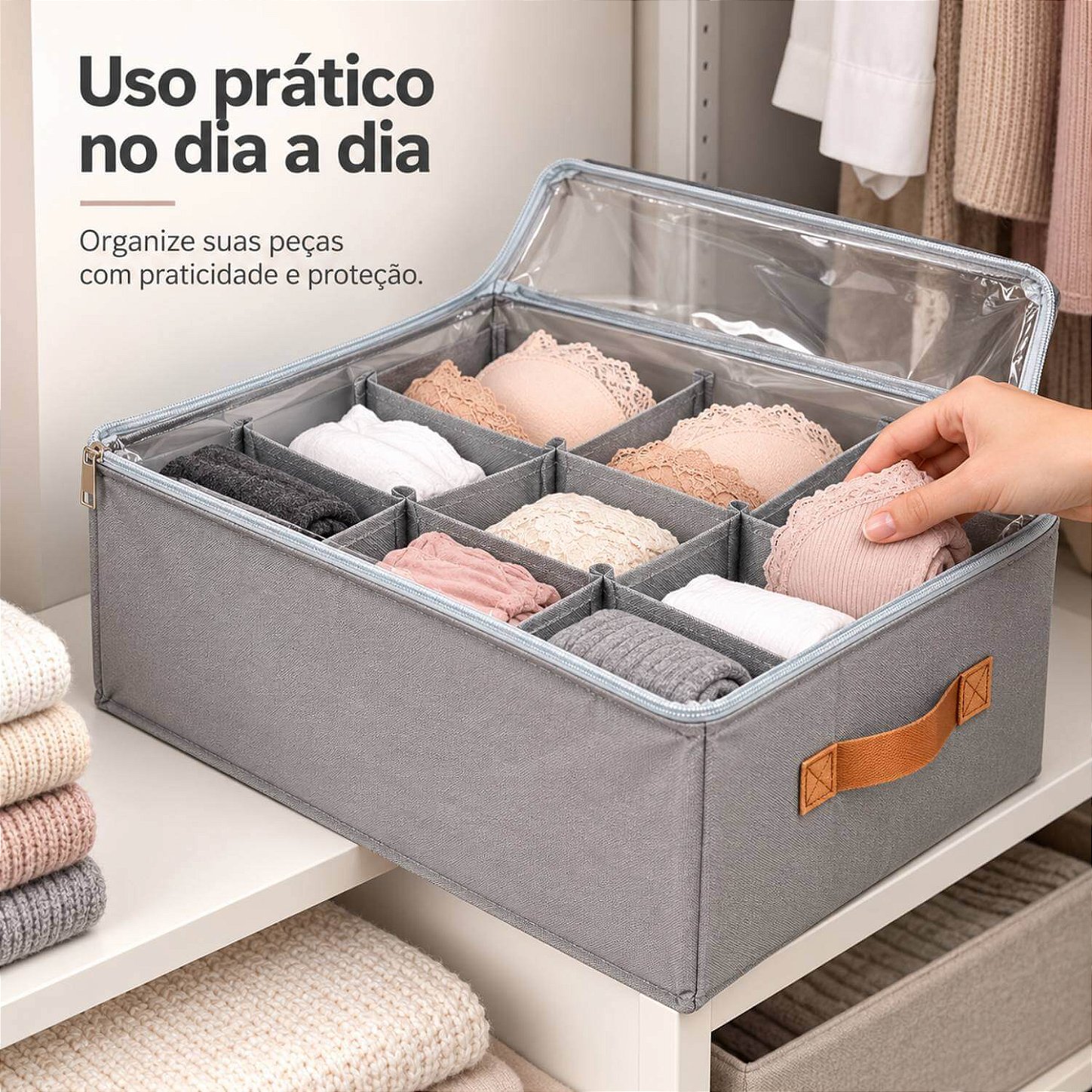 Organizador Colmeia Caixa com Tampa Transparente