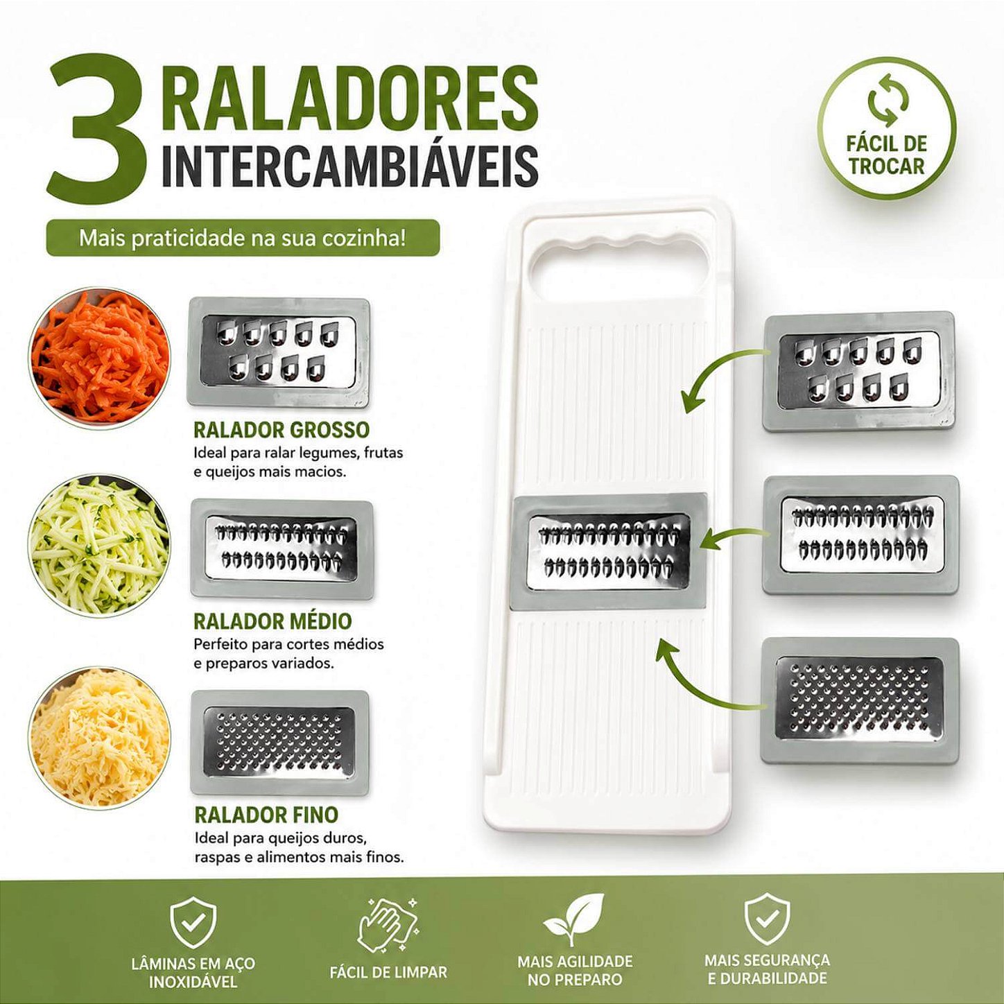 Conjunto de Raladores Multifuncionais para Cozinha