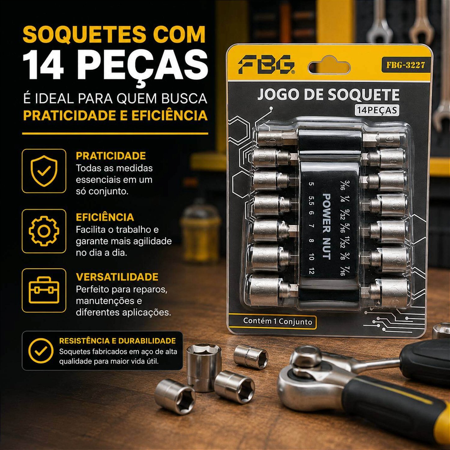 Jogo de Soquetes para Furadeira e Parafusadeira [14 Peças]