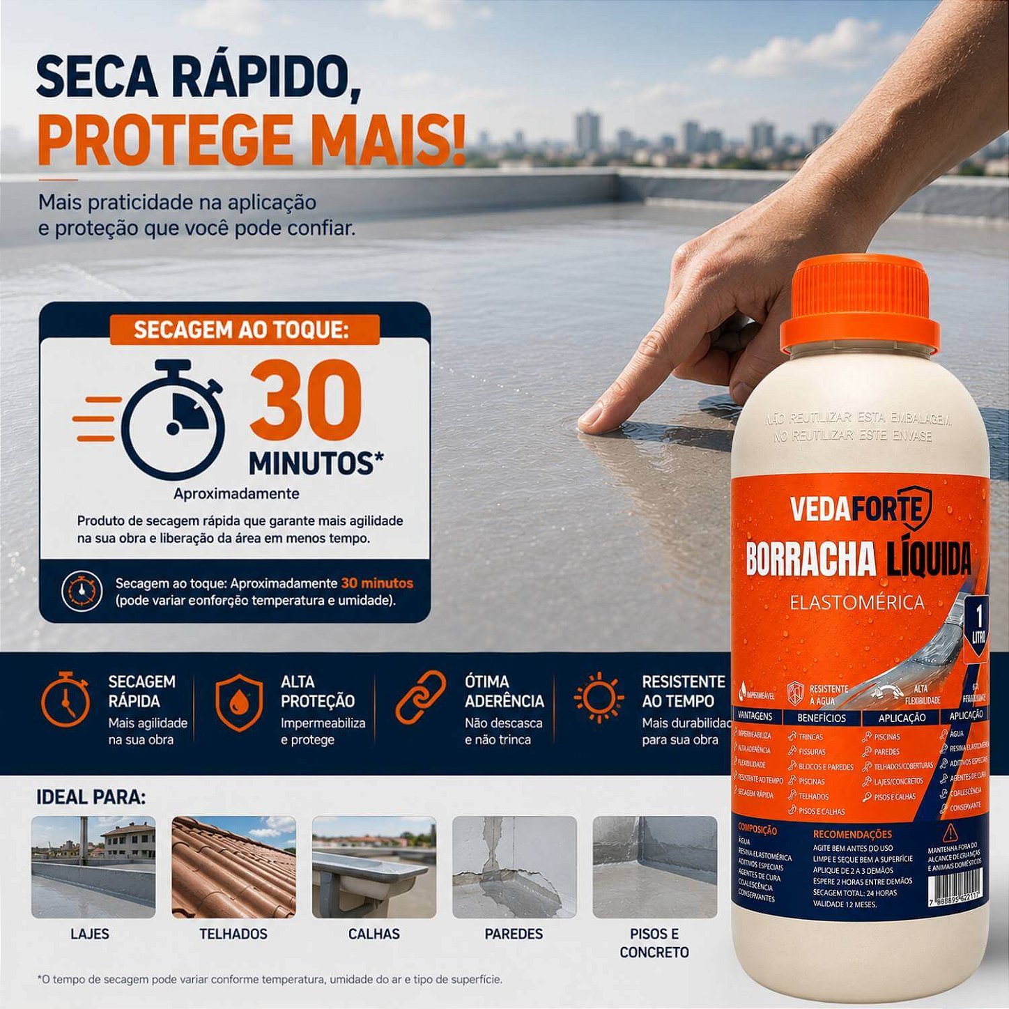 Borracha Líquida Veda Forte Impermeabilizante Alta Flexibilidade [1 Litro]