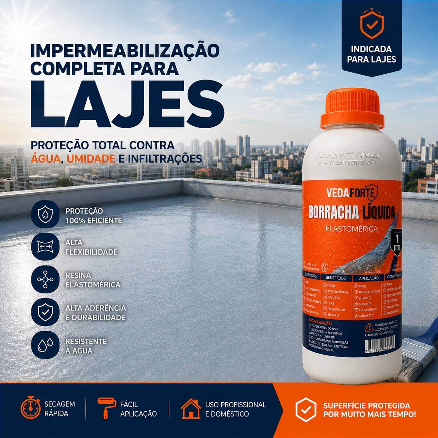 Borracha Líquida Veda Forte Impermeabilizante Alta Flexibilidade [1 Litro]