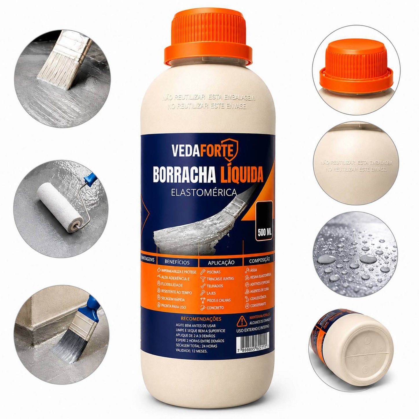 Borracha Líquida Veda Forte Impermeabilizante Alta Flexibilidade [500ml]