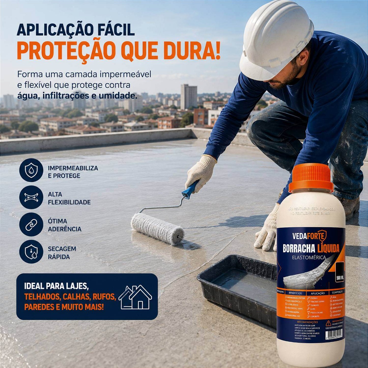 Borracha Líquida Veda Forte Impermeabilizante Alta Flexibilidade [500ml]