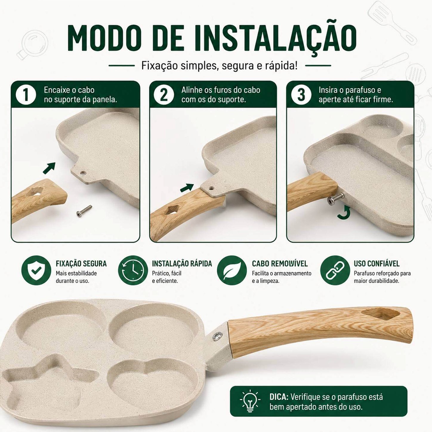 Frigideira Antiaderente Estrela Ovo Coração [4 em 1]