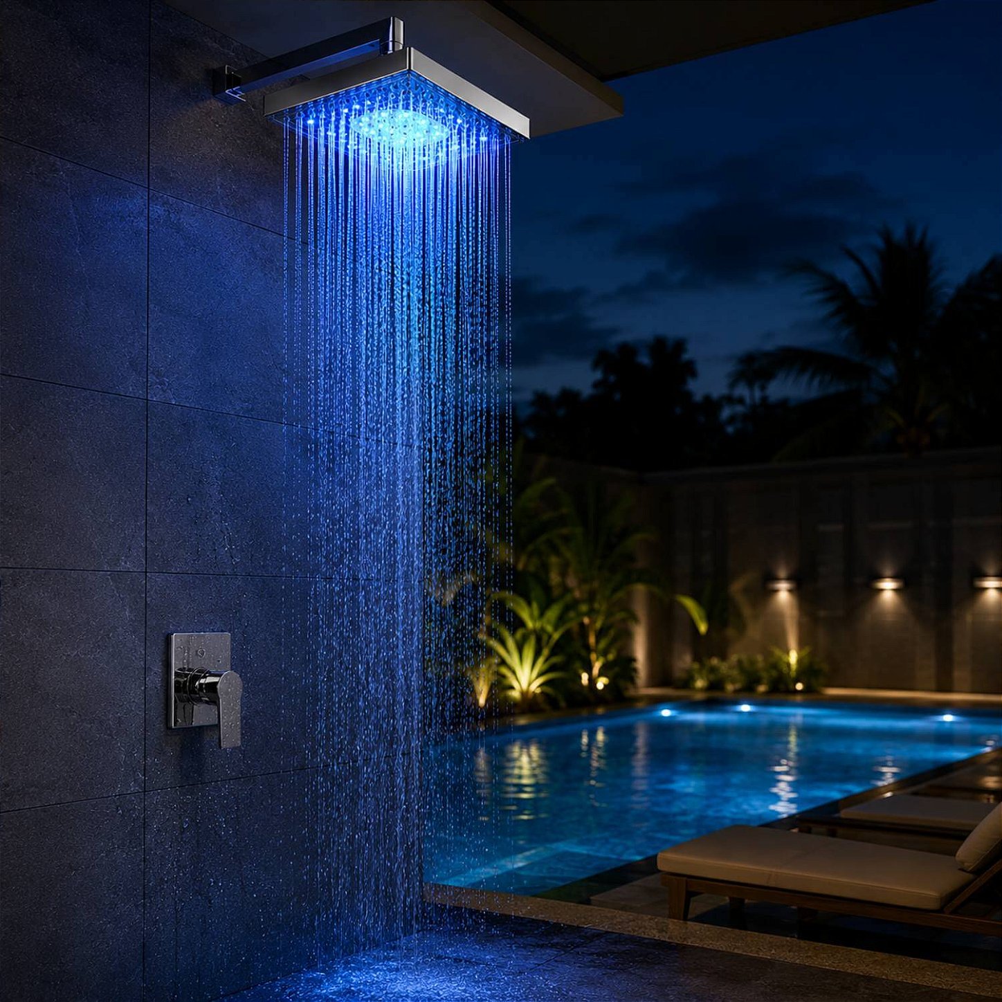 Chuveiro Ducha Quadrada com Led Colorido
