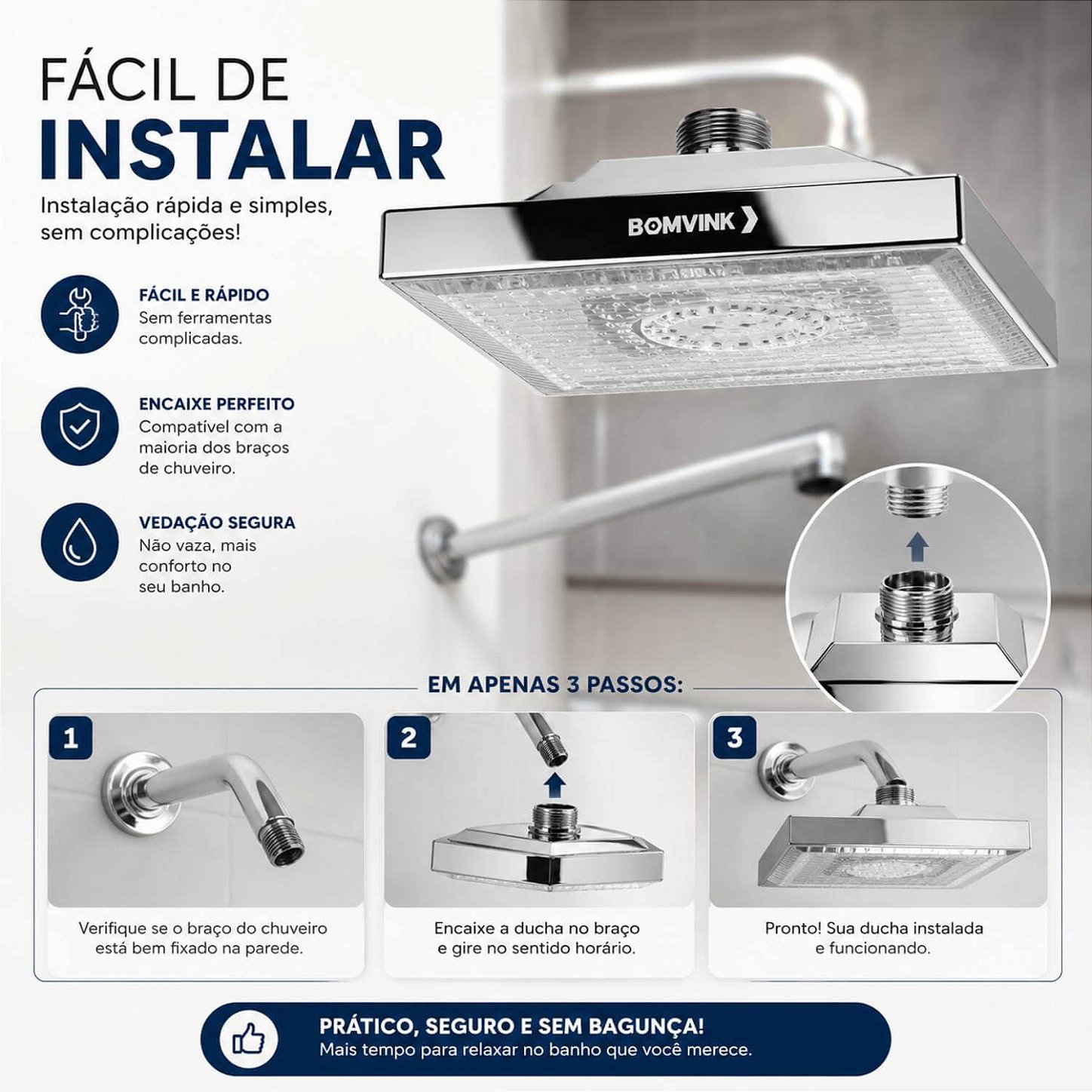 Chuveiro Ducha Quadrada com Led Colorido