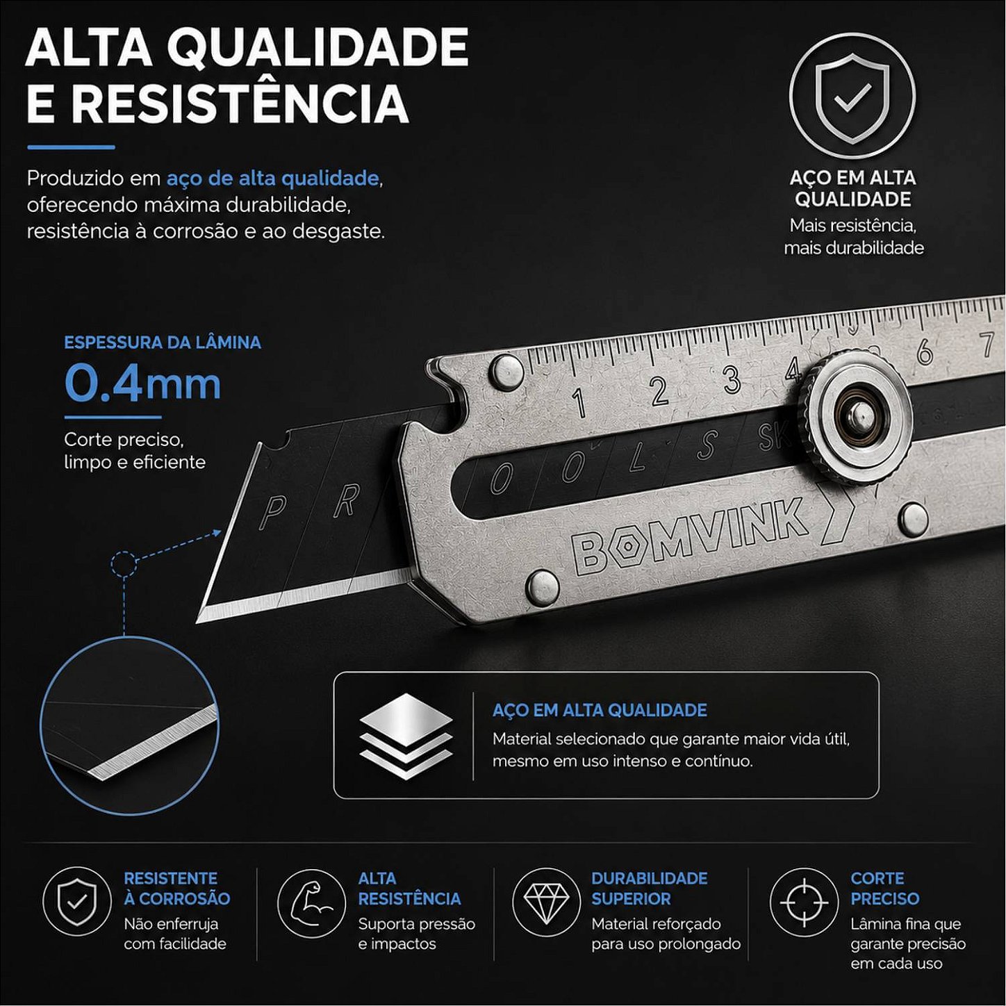 Estilete Multifuncional em Aço Inox