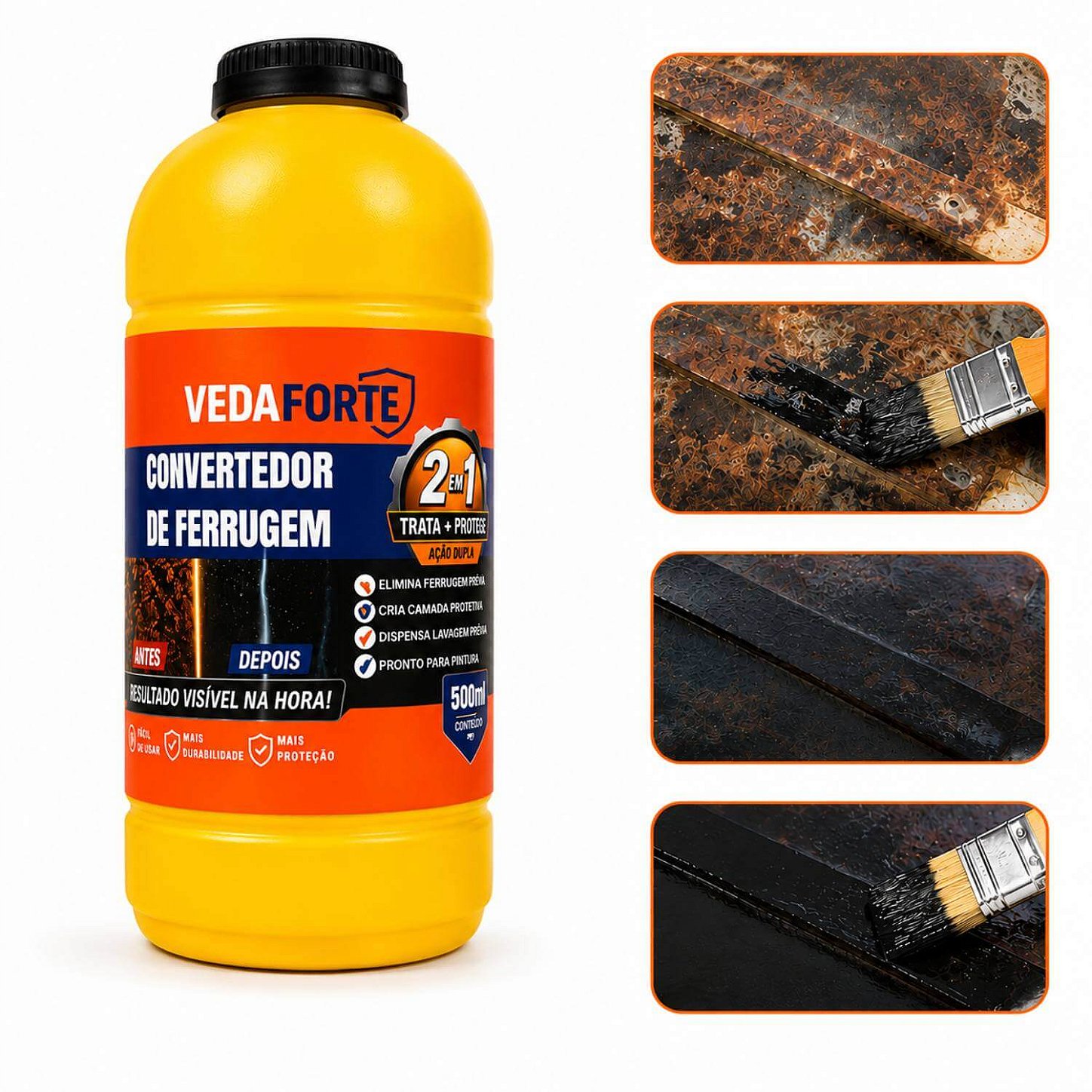 Convertedor de Ferrugem 2 em 1 Ação Dupla Trata e Protege [500ml]