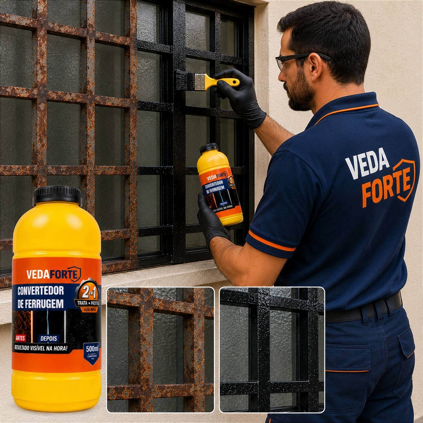 Convertedor de Ferrugem 2 em 1 Ação Dupla Trata e Protege [500ml]