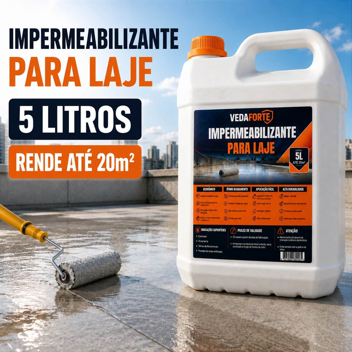 Impermeabilizante para Laje Contra Infiltração Veda Forte Rende [5 Litros]