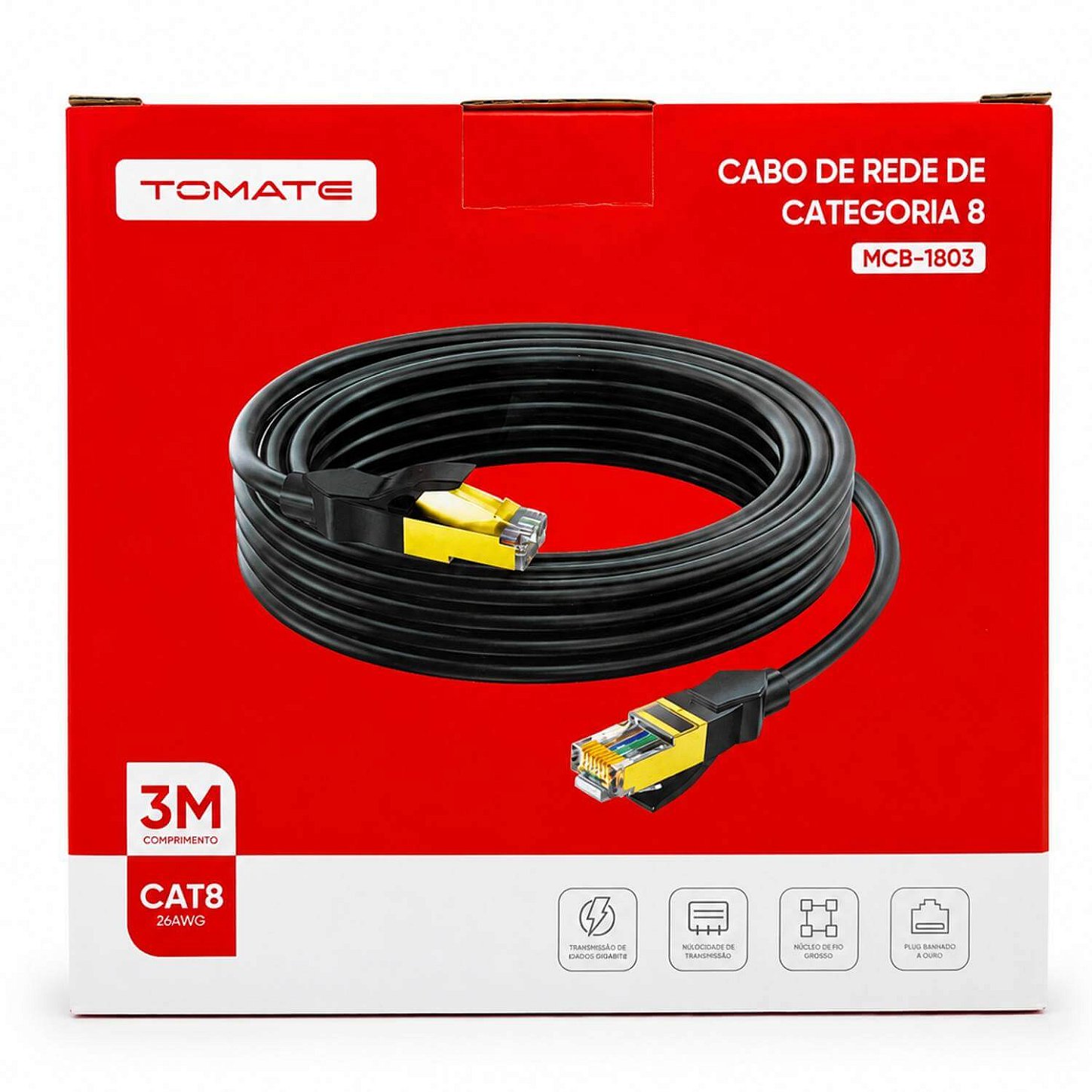 Cabo de Rede Cat8 Blindado Lan Gigabit Ethernet [3 Metros]