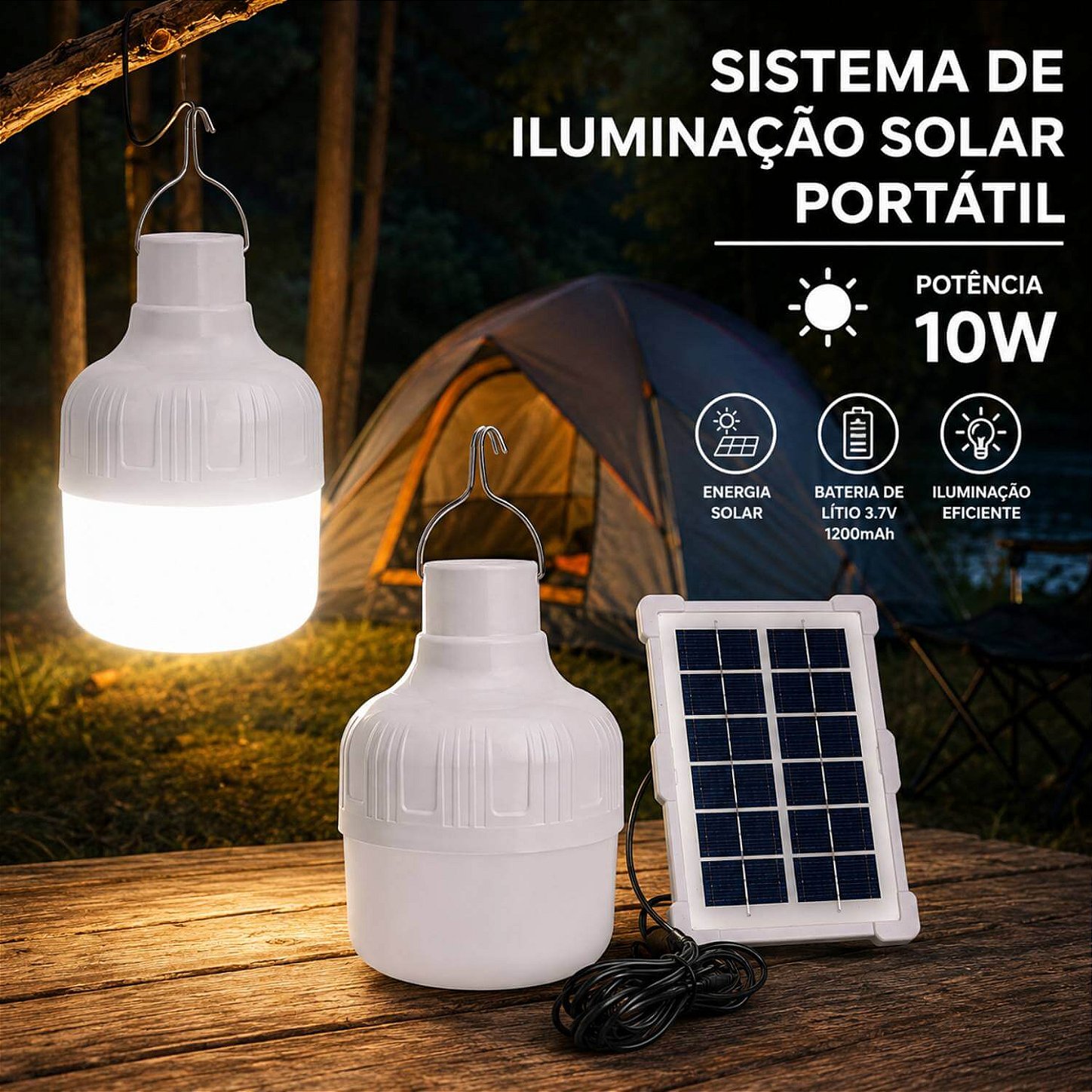 Sistema de Luz Solar Portátil com Painel Solar