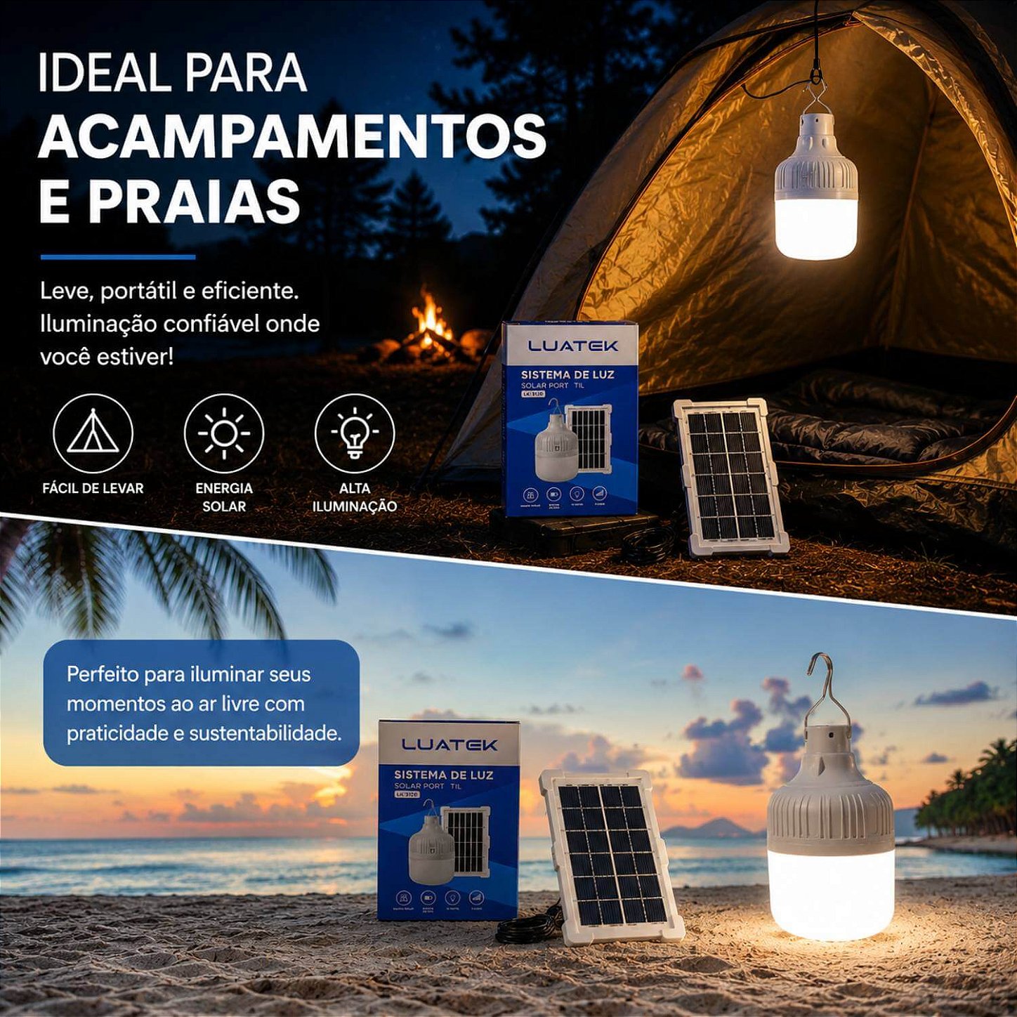 Sistema de Luz Solar Portátil com Painel Solar