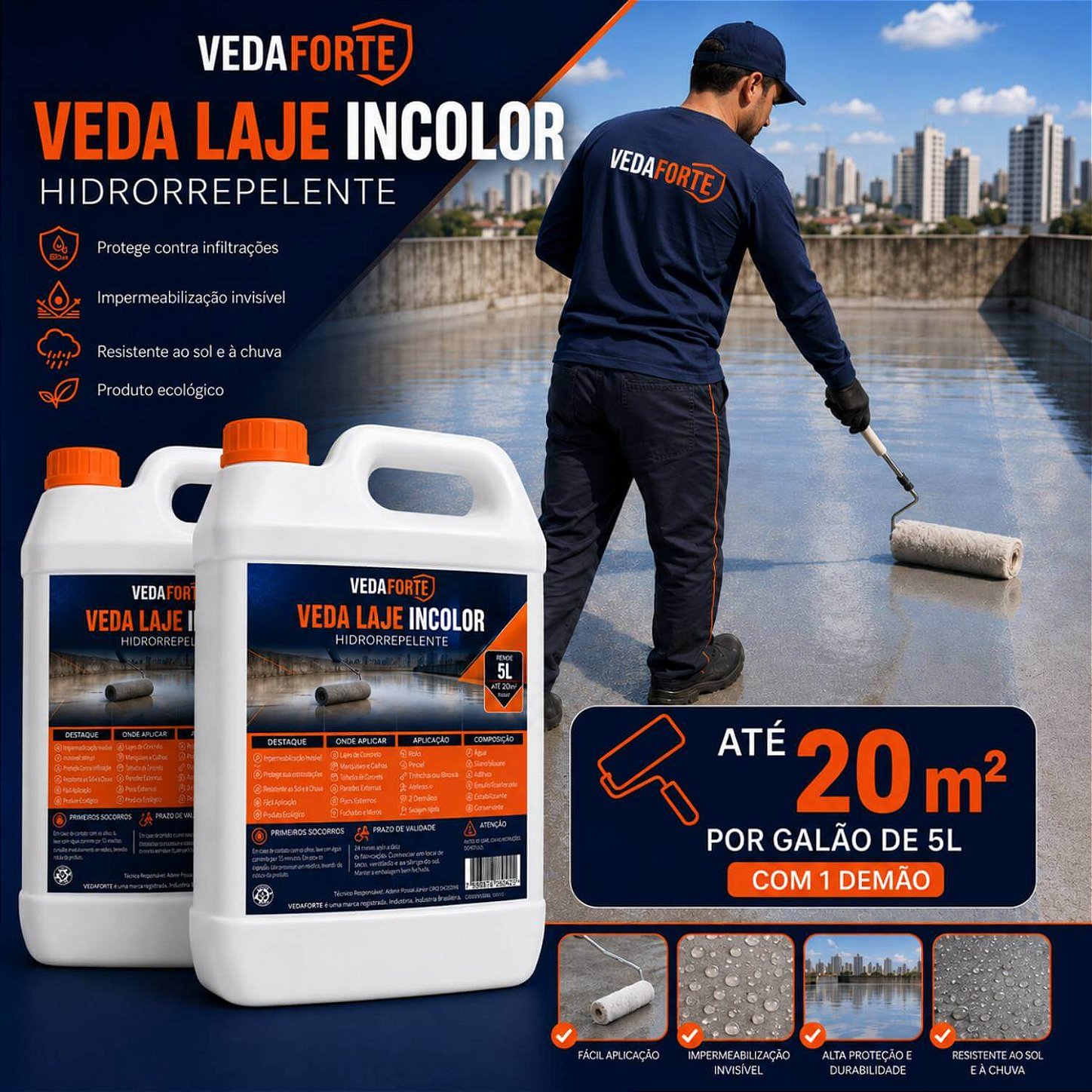 Kit 2 Veda Laje Líquido Incolor Veda Forte [5 Litros]