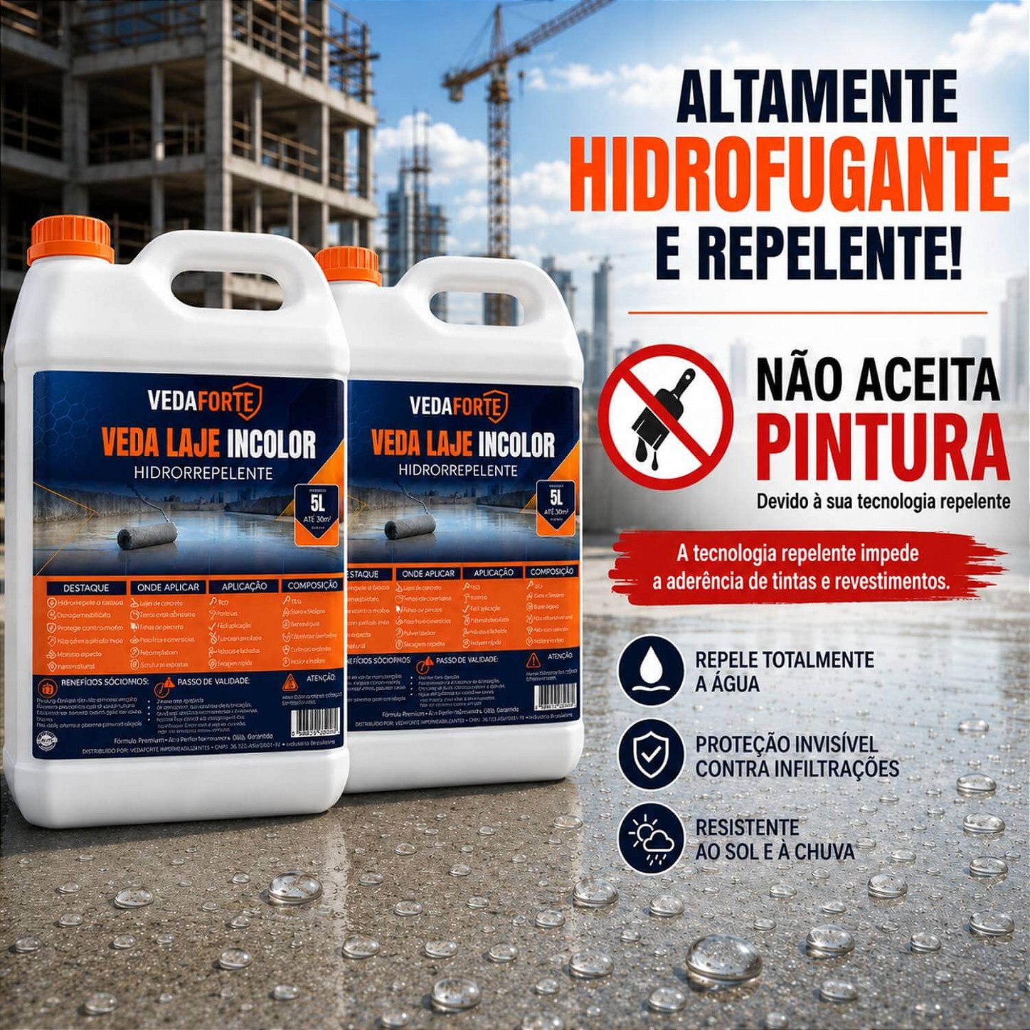 Kit 2 Veda Laje Líquido Incolor Veda Forte [5 Litros]
