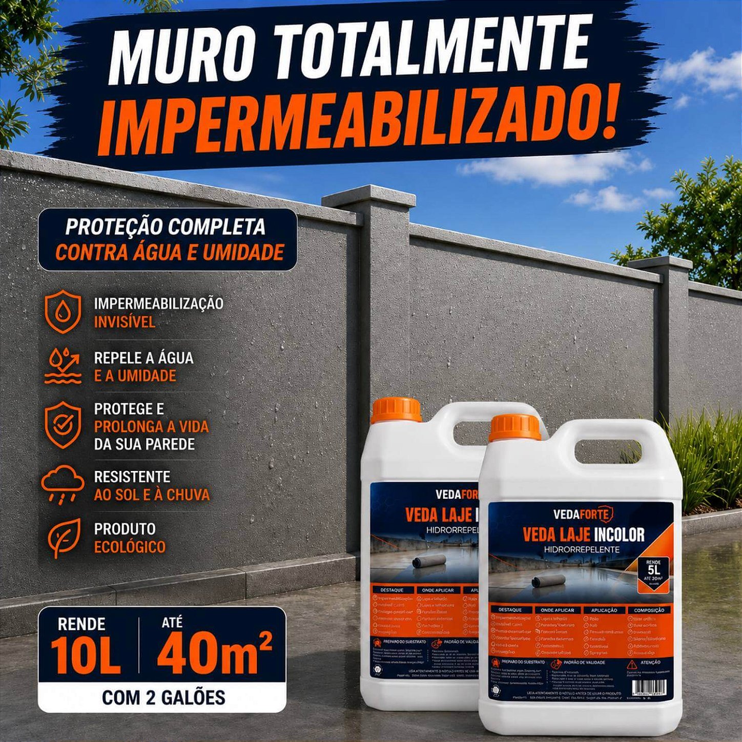 Kit 2 Veda Laje Líquido Incolor Veda Forte [5 Litros]