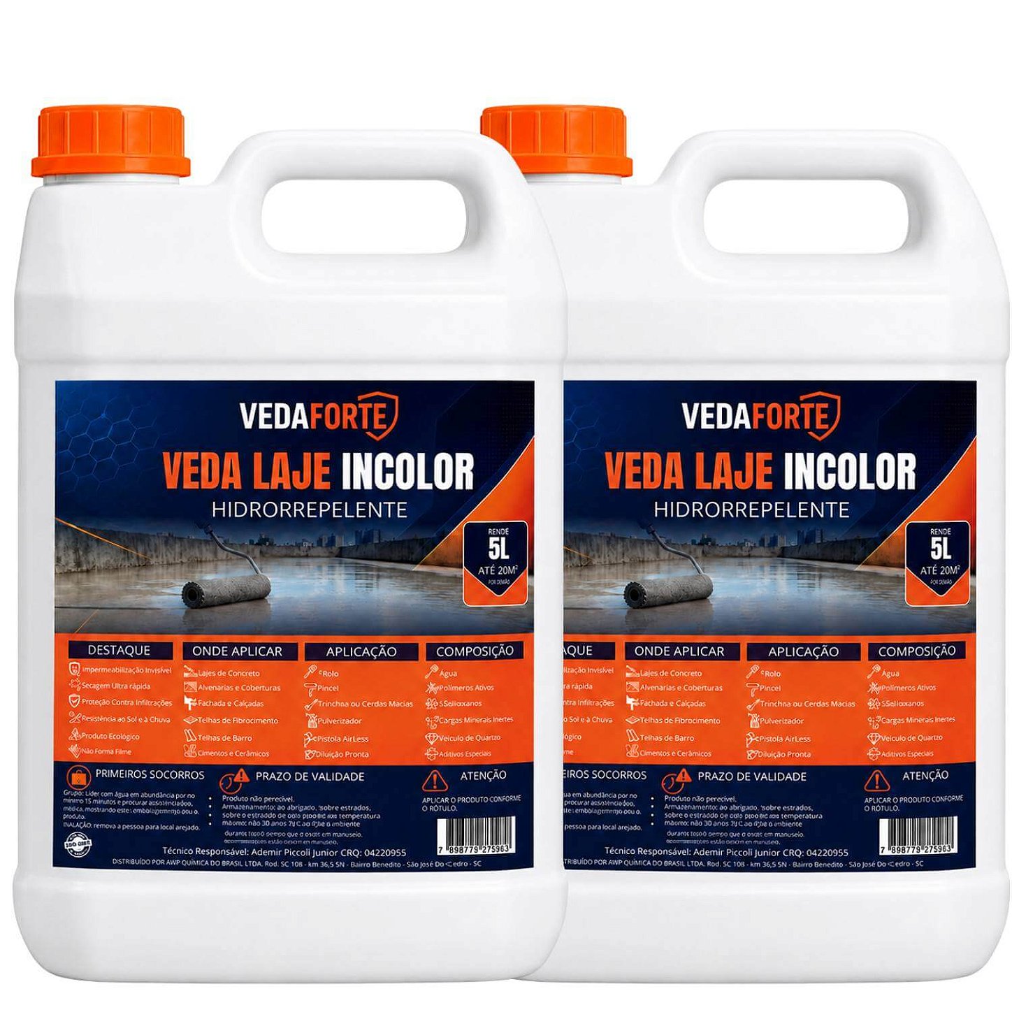 Kit 2 Veda Laje Líquido Incolor Veda Forte [5 Litros]