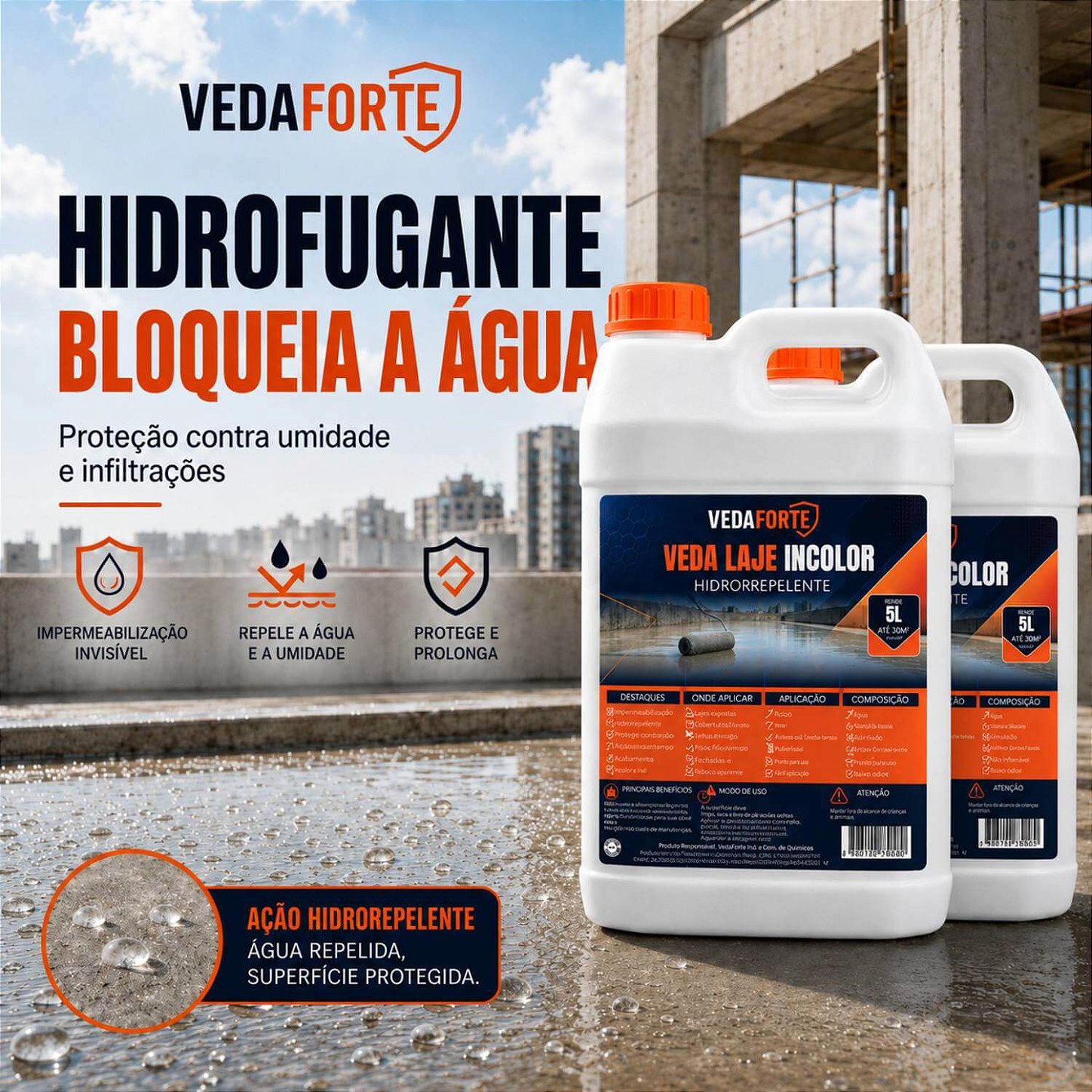 Kit 2 Veda Laje Líquido Incolor Veda Forte [5 Litros]