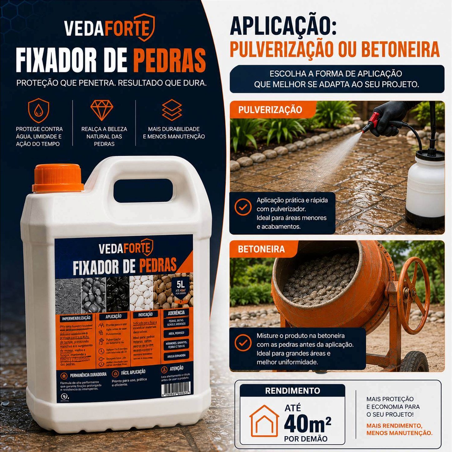 Fixador de Pedras Veda Forte Alta Performance Nanotecnologia [5 Litros]