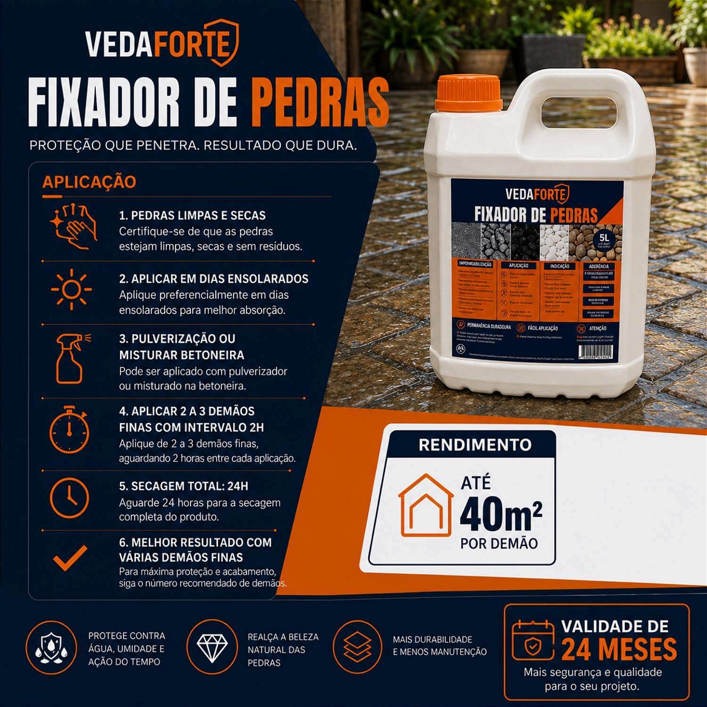 Fixador de Pedras Veda Forte Alta Performance Nanotecnologia [5 Litros]