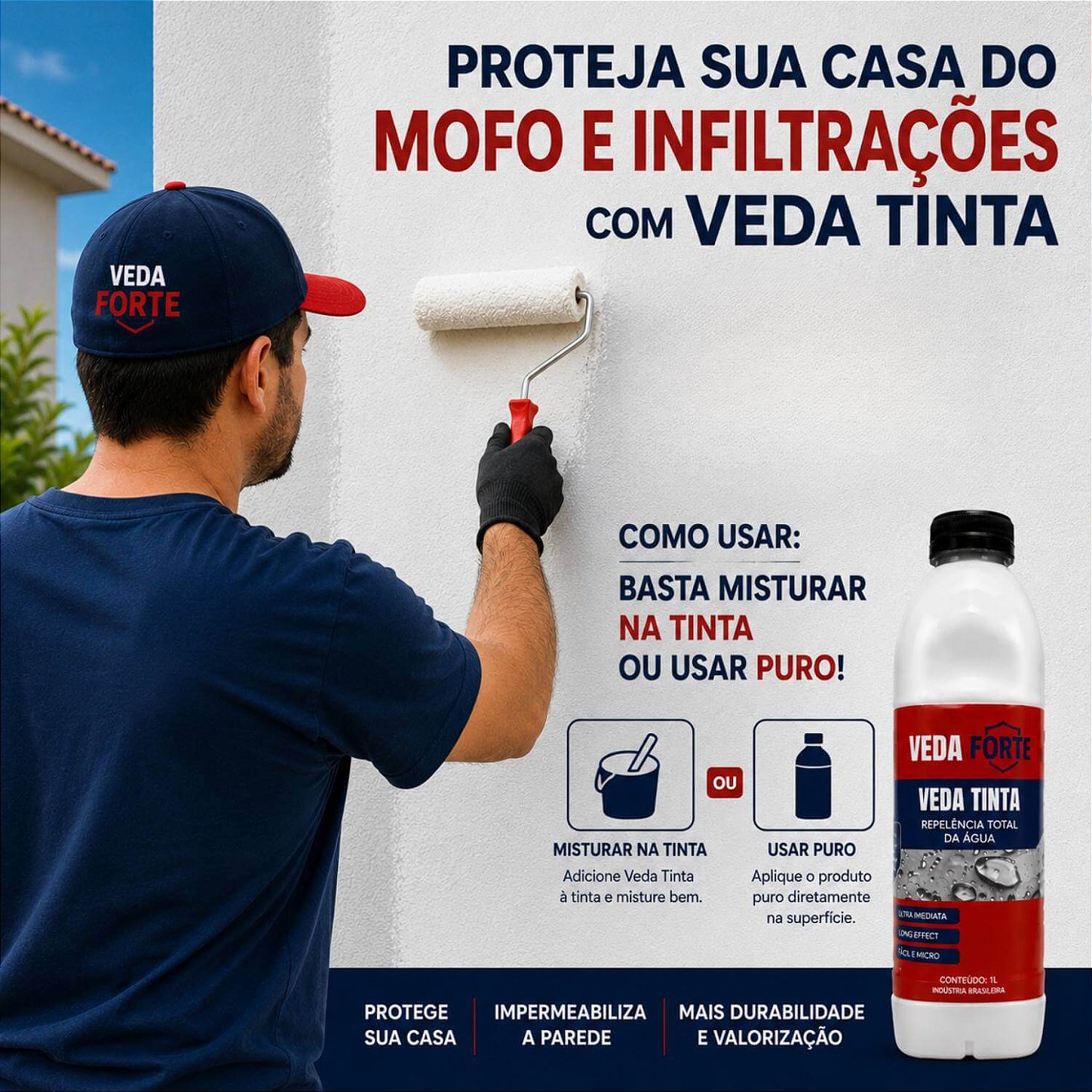 Veda Tinta Impermeabilizante Hidrorrepelente Veda Forte [1 Litro]