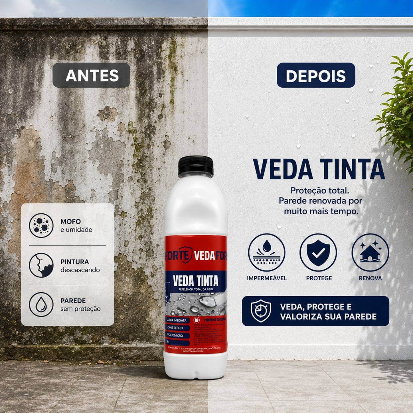 Veda Tinta Impermeabilizante Hidrorrepelente Veda Forte [1 Litro]